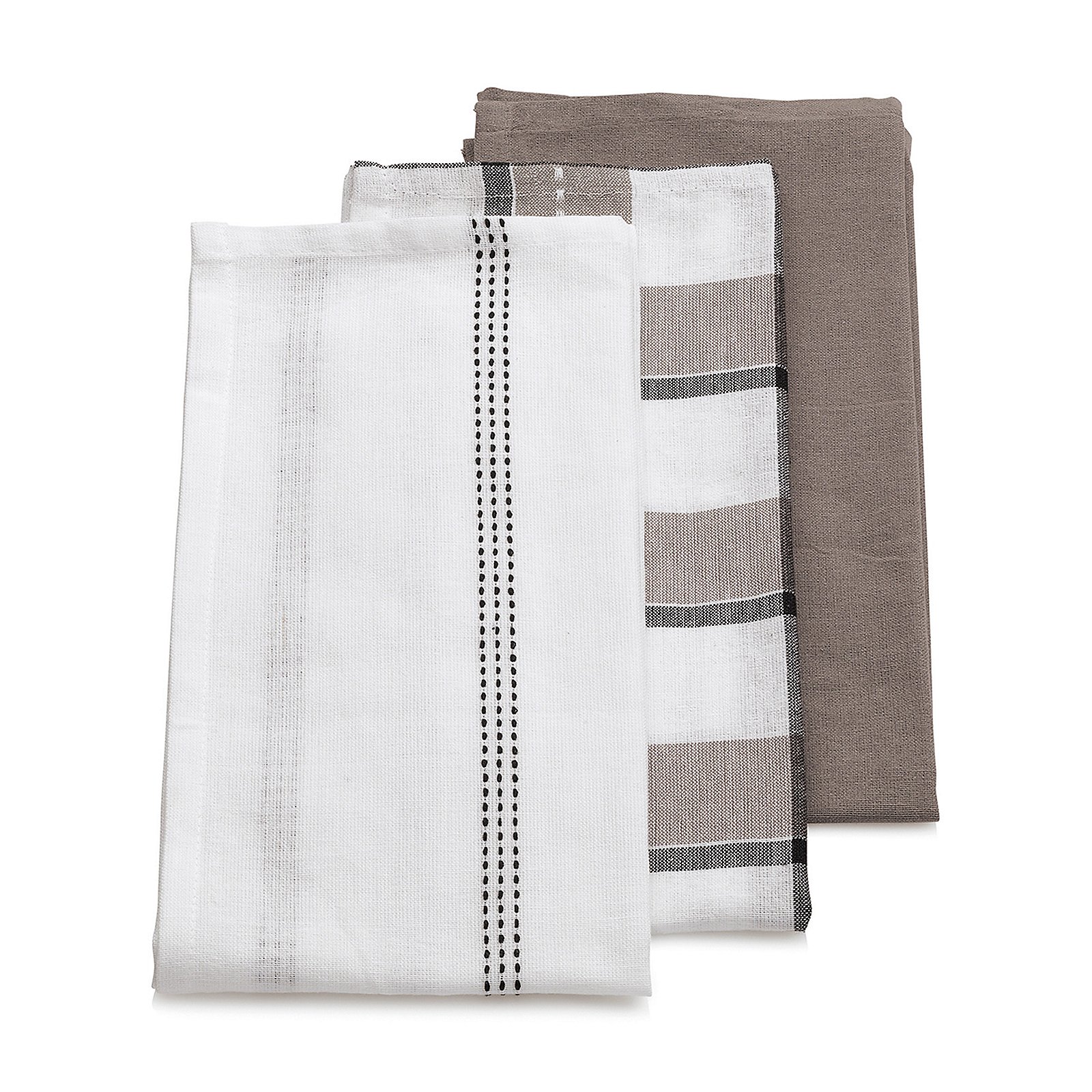 Geschirrtuch Pasado, 3-er Set - 100% baumwolle, grau, 65x45cm