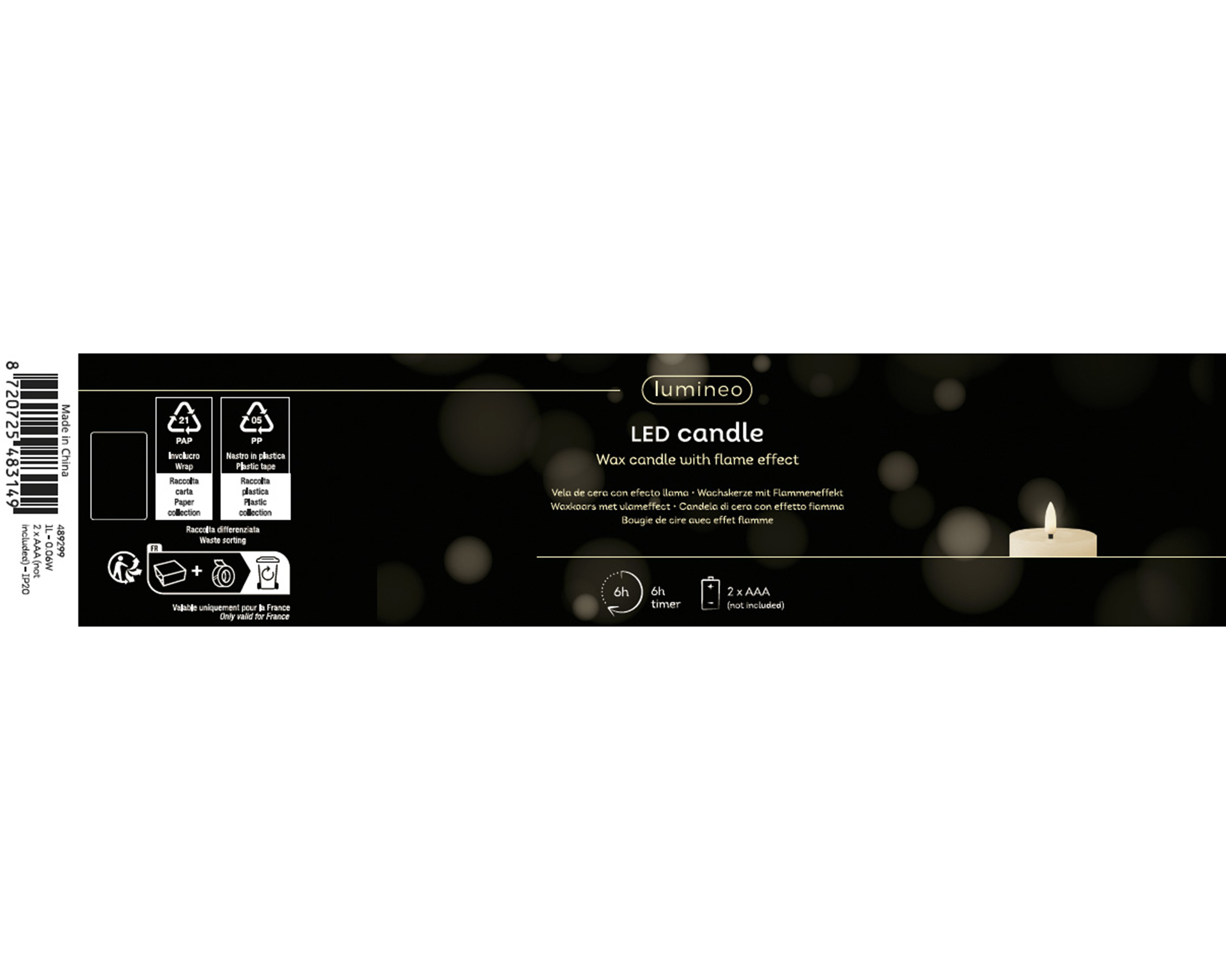 LED Kerze Wachs - silber/warmes weiss, Wachs, Ø7-H11.30cm-1L