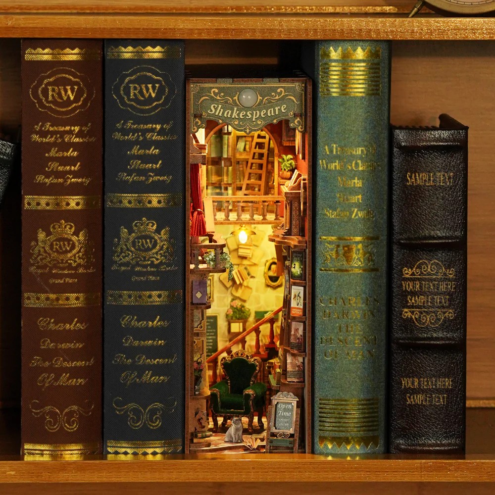 Tonecheer DIY-Set Book Nook mit LED, 3D Puzzle - Left Bank Bookstore