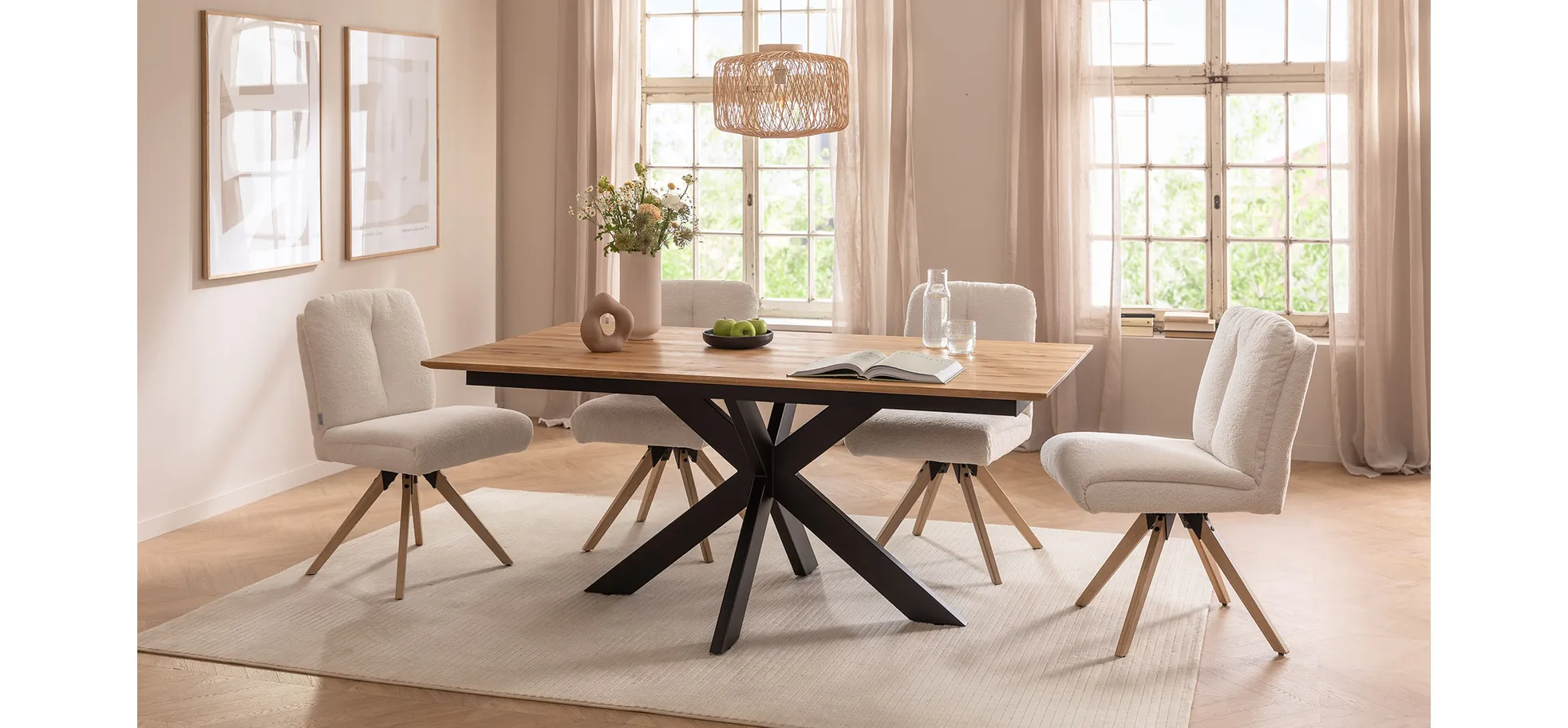 Esstisch, ausziehbar, Wildeiche geölt - Liora