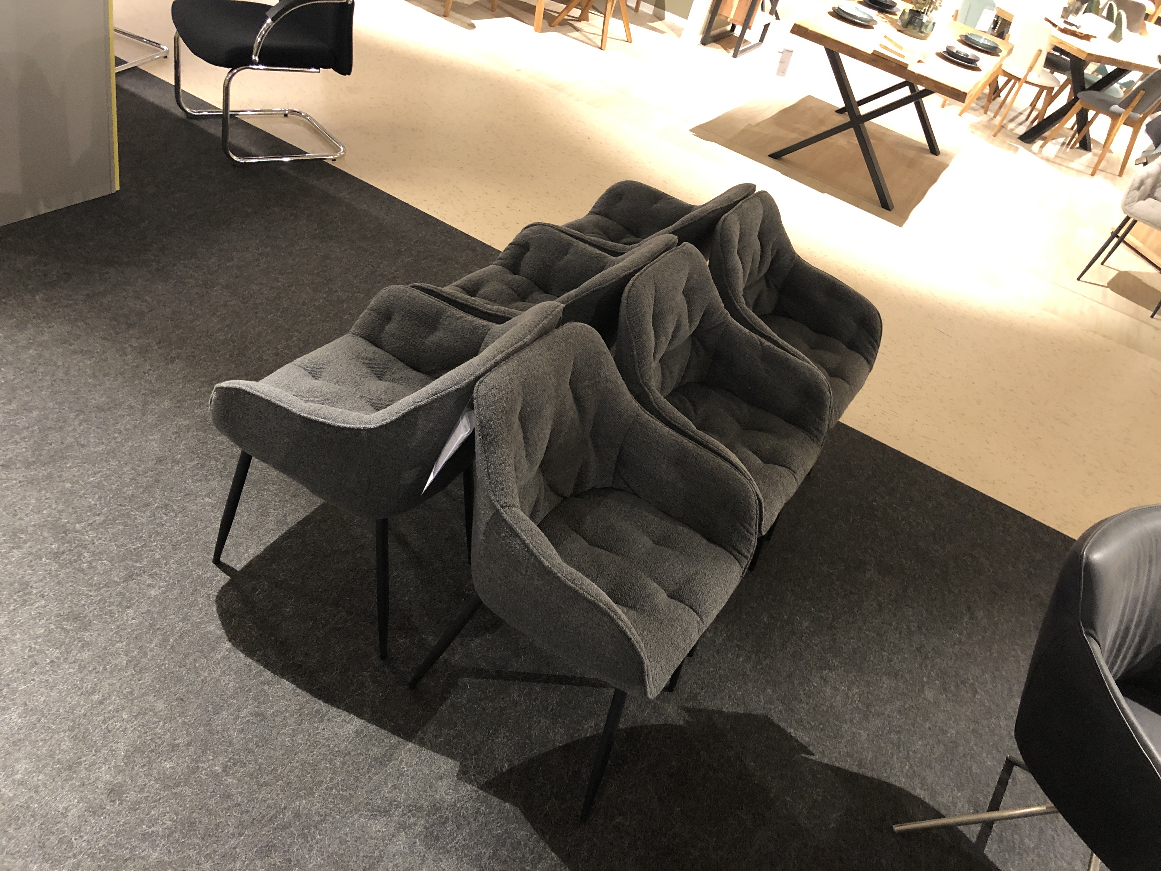 Stuhlsatz, Stoff anthrazit, Metall schwarz - Alisha