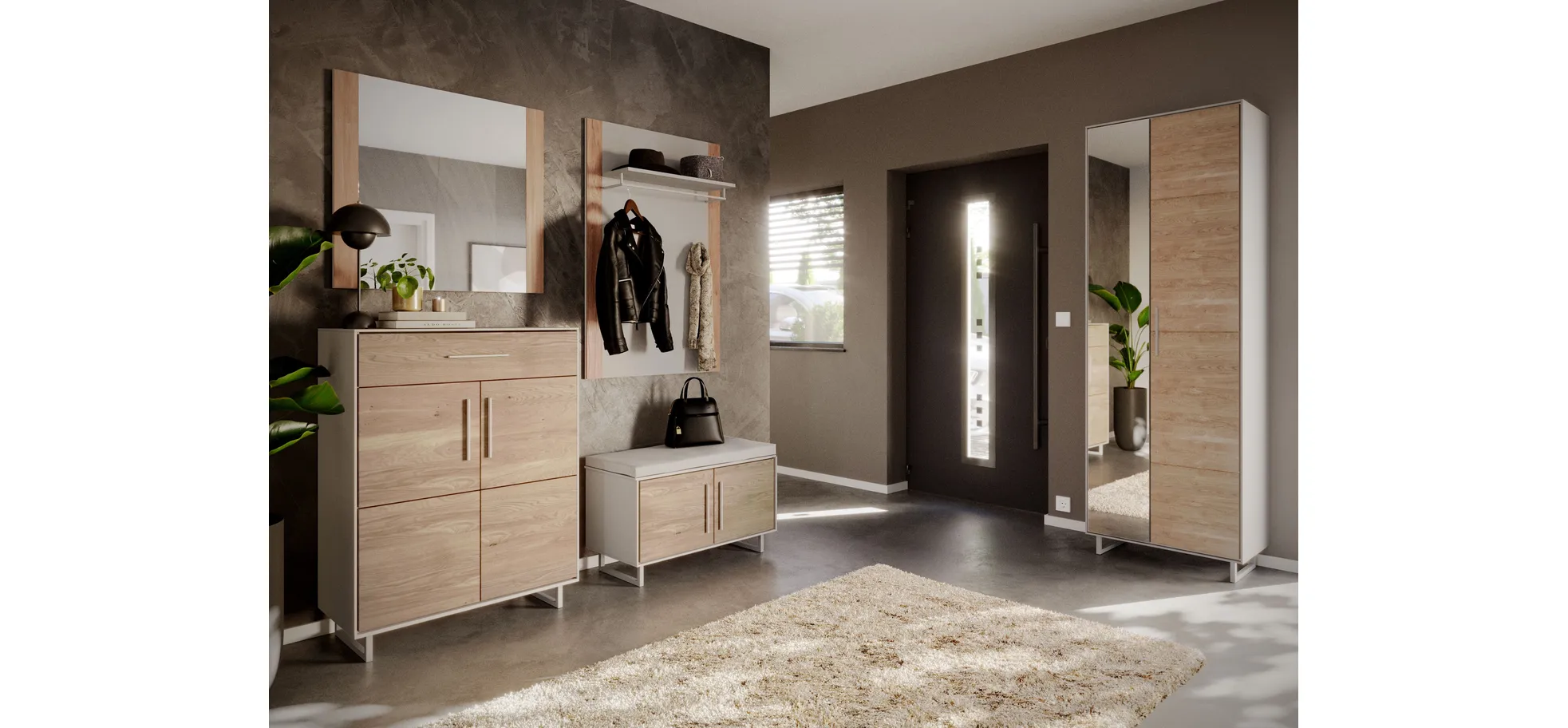 Garderobenschrank, Eiche bianco  - Elenora