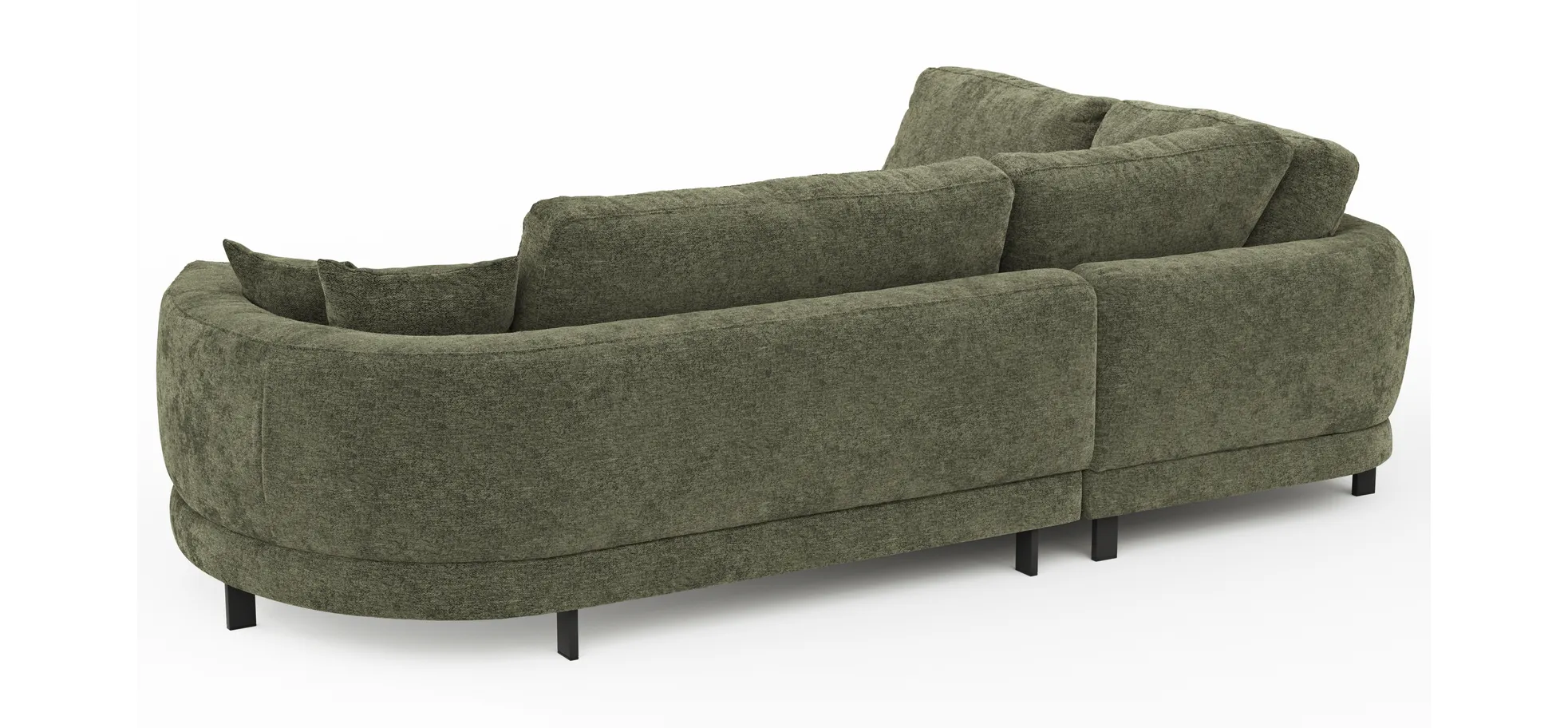 Ecksofa, olivgrün, Füße Metall schwarz - Solenne