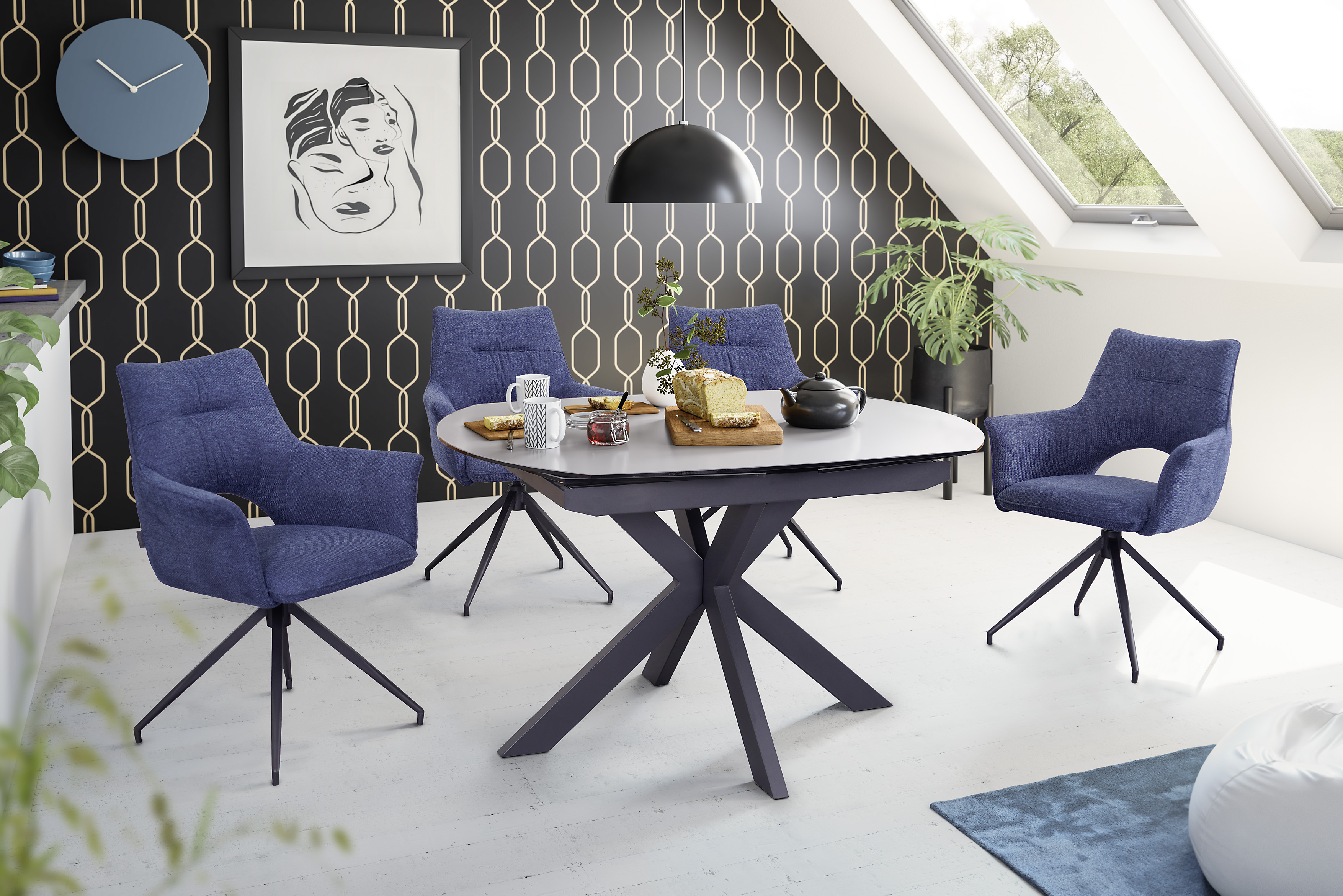 Esstisch, ausziehbar, Glaskeramik grau - Meggie