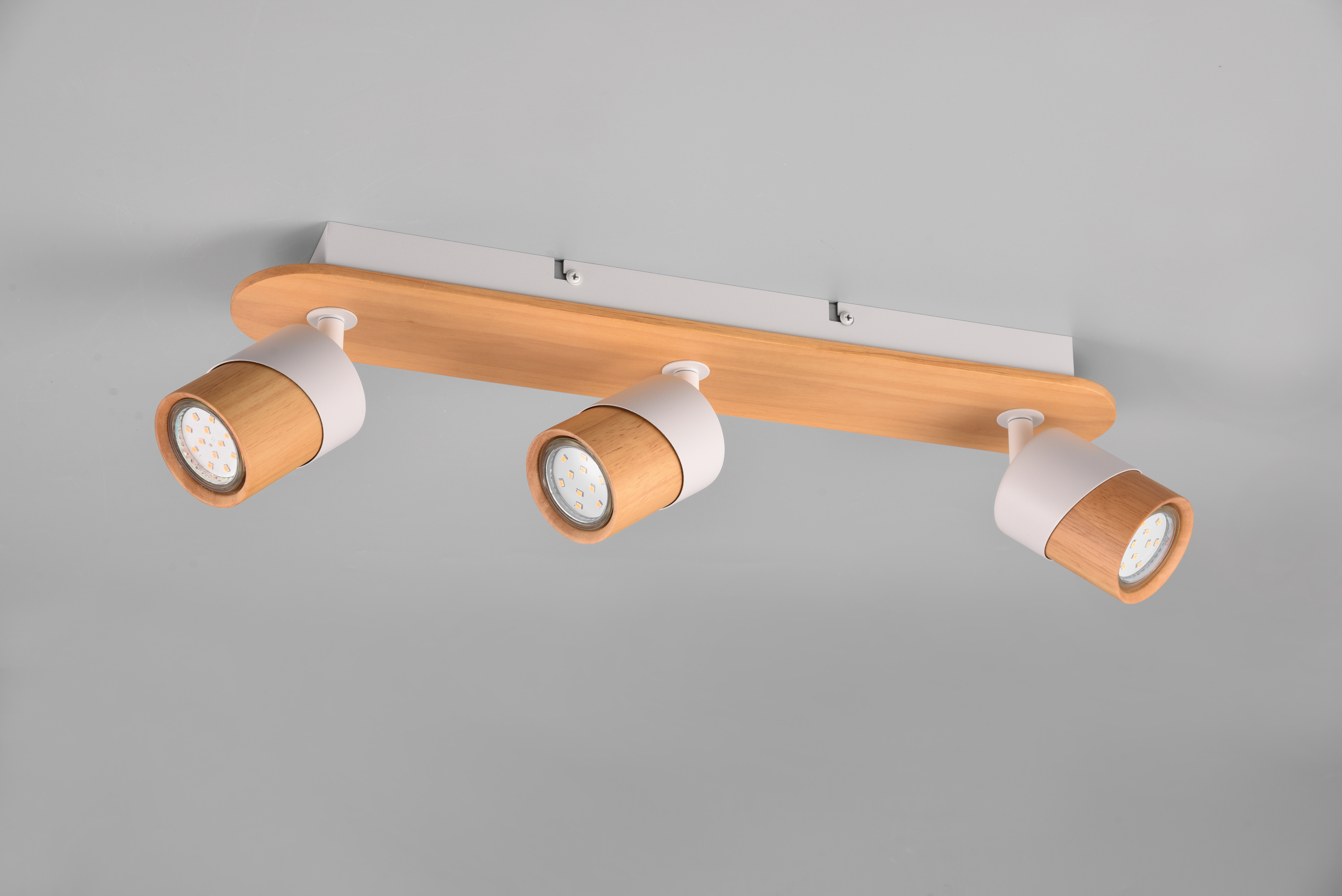 Strahler Aruni - Weiß Metall-Design mit Holzakzenten