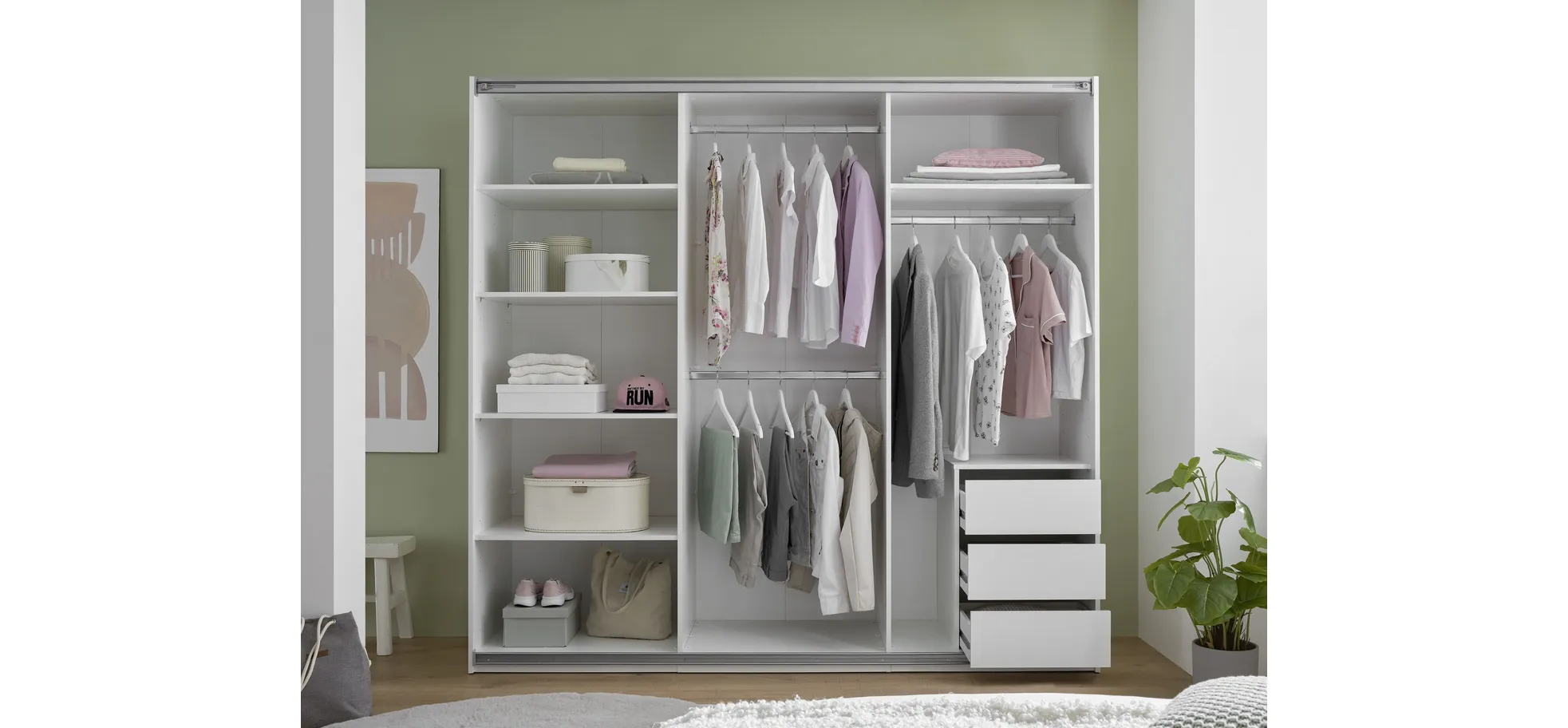 Schwebetürenschrank, weiß - MyStyle 3056