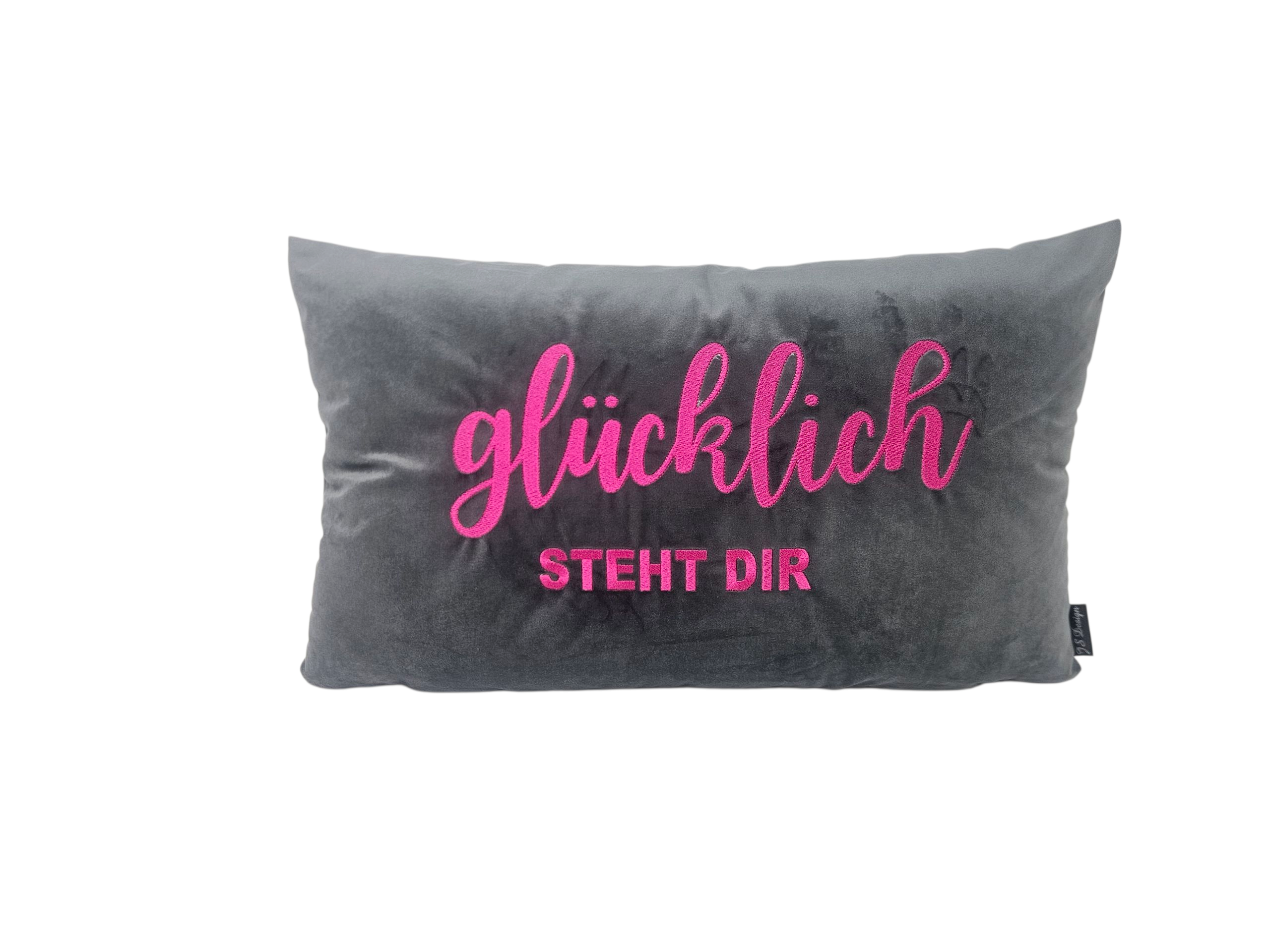 Kissenhülle Scala 30x50cm - glücklich steht dir, dunkelgrau