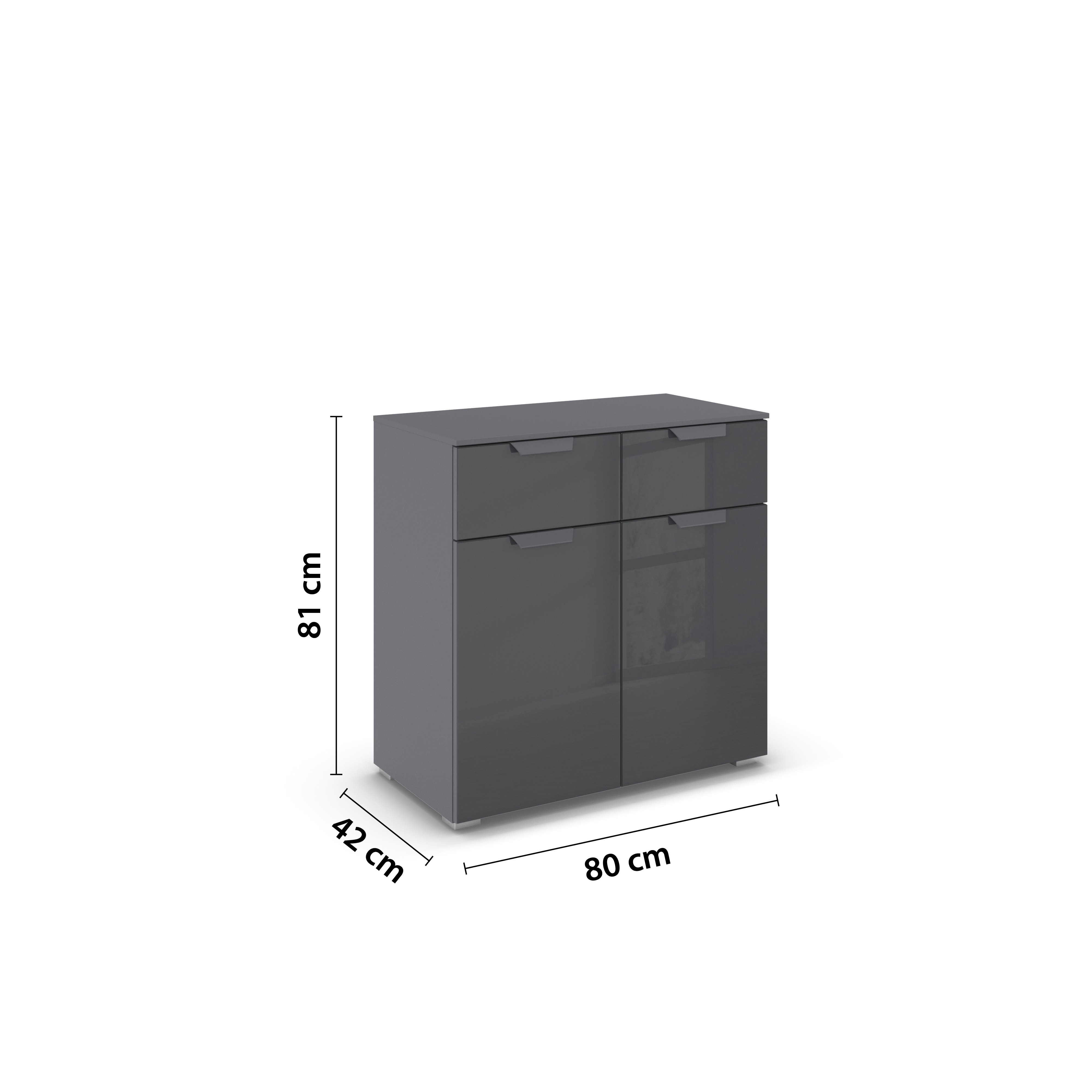 Kommode, Front Glas basalt, Korpus grau - MyStyle 5002