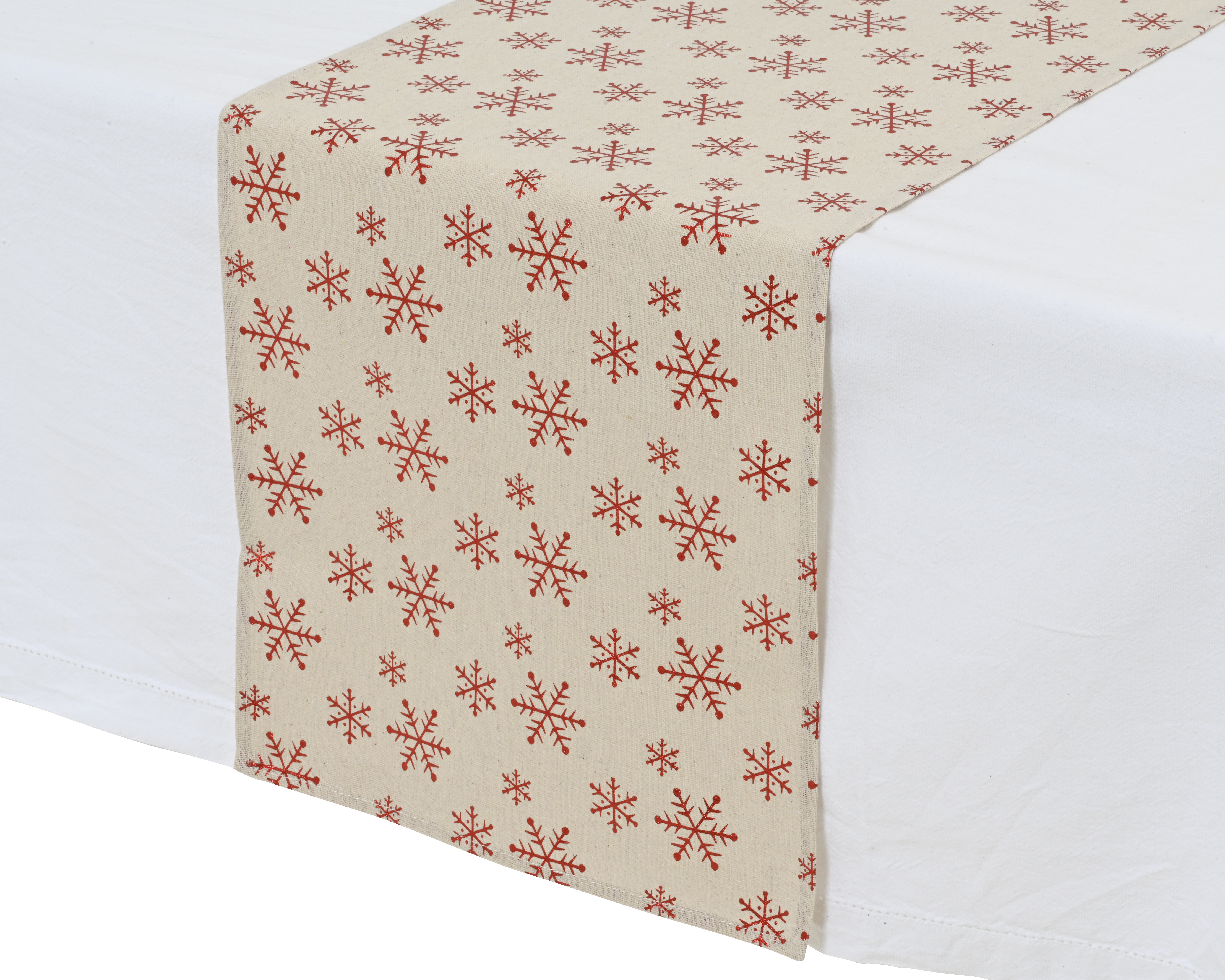 Tischläufer Tannenbaum - rot/creme, Polyester, L32-W150-H0.5cm