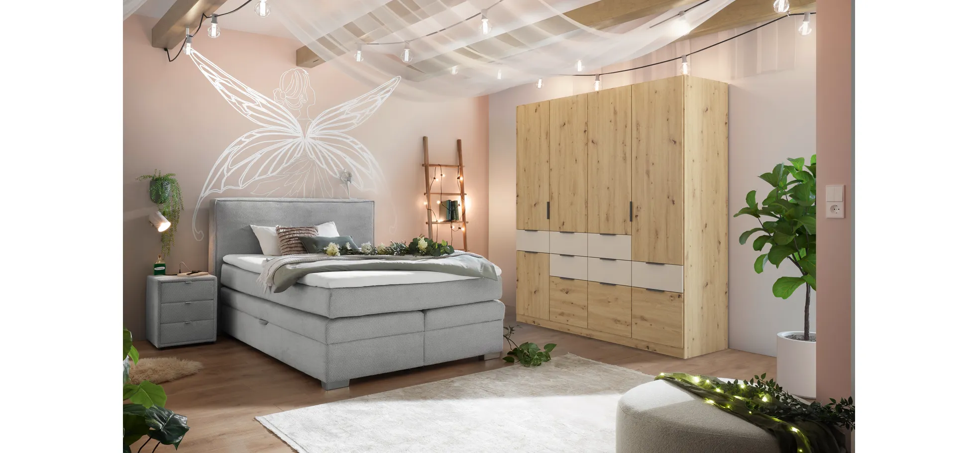 Drehtürenschrank, 5-türig, Dekor Eiche - Raas