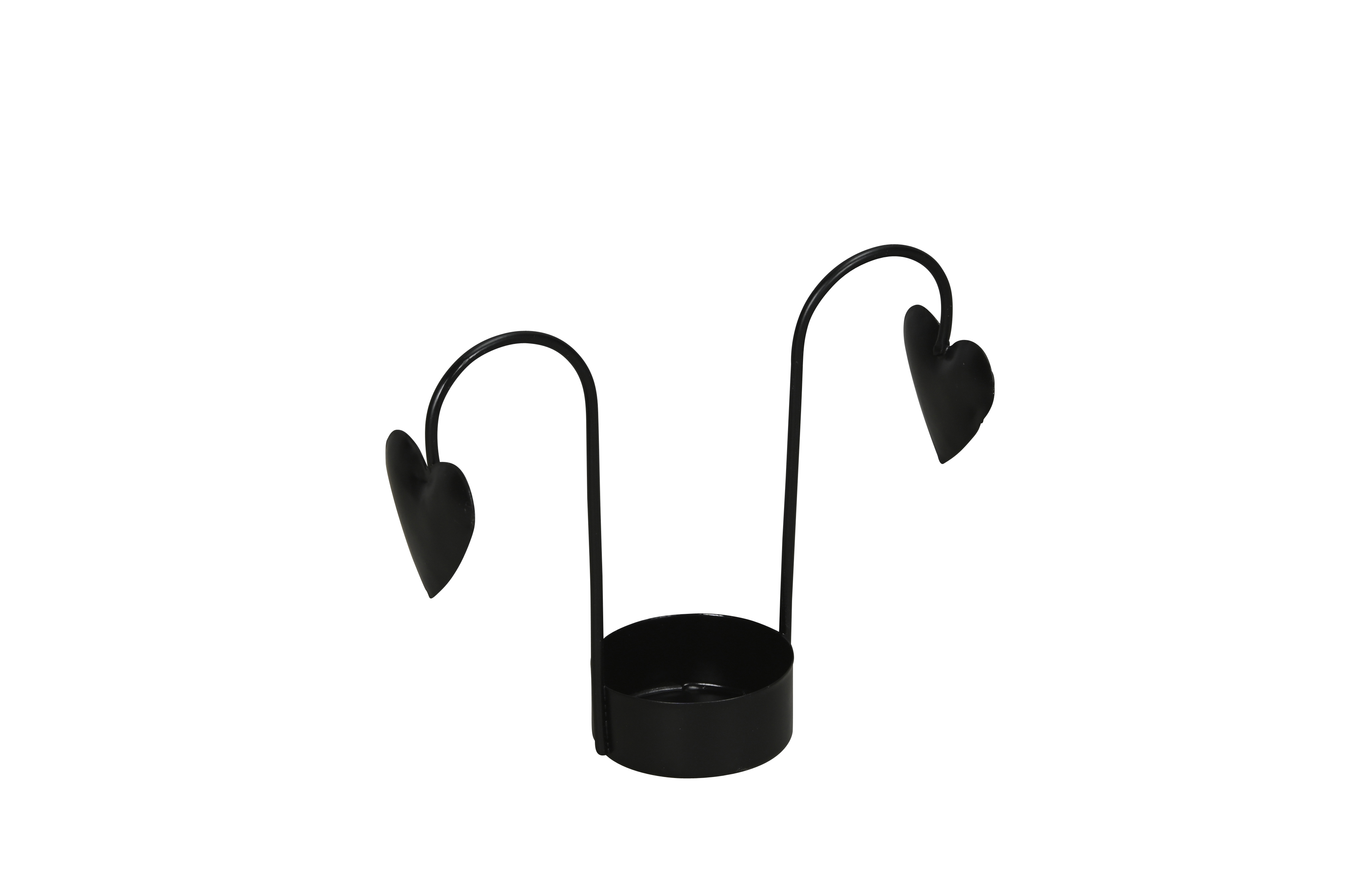 Teelichthhalter Herz - schwarz, 12x4x10cm