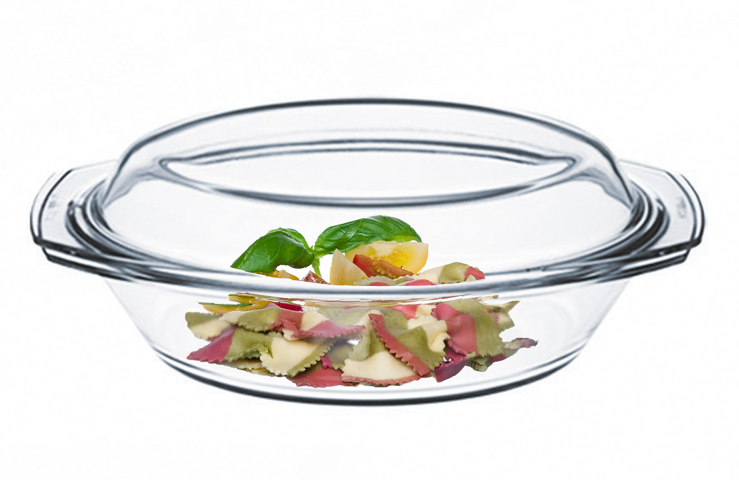 Schüssel Simax mit Glasdeckel - Borosilikatglas, ca. 21,3x35,4x13,2 cm