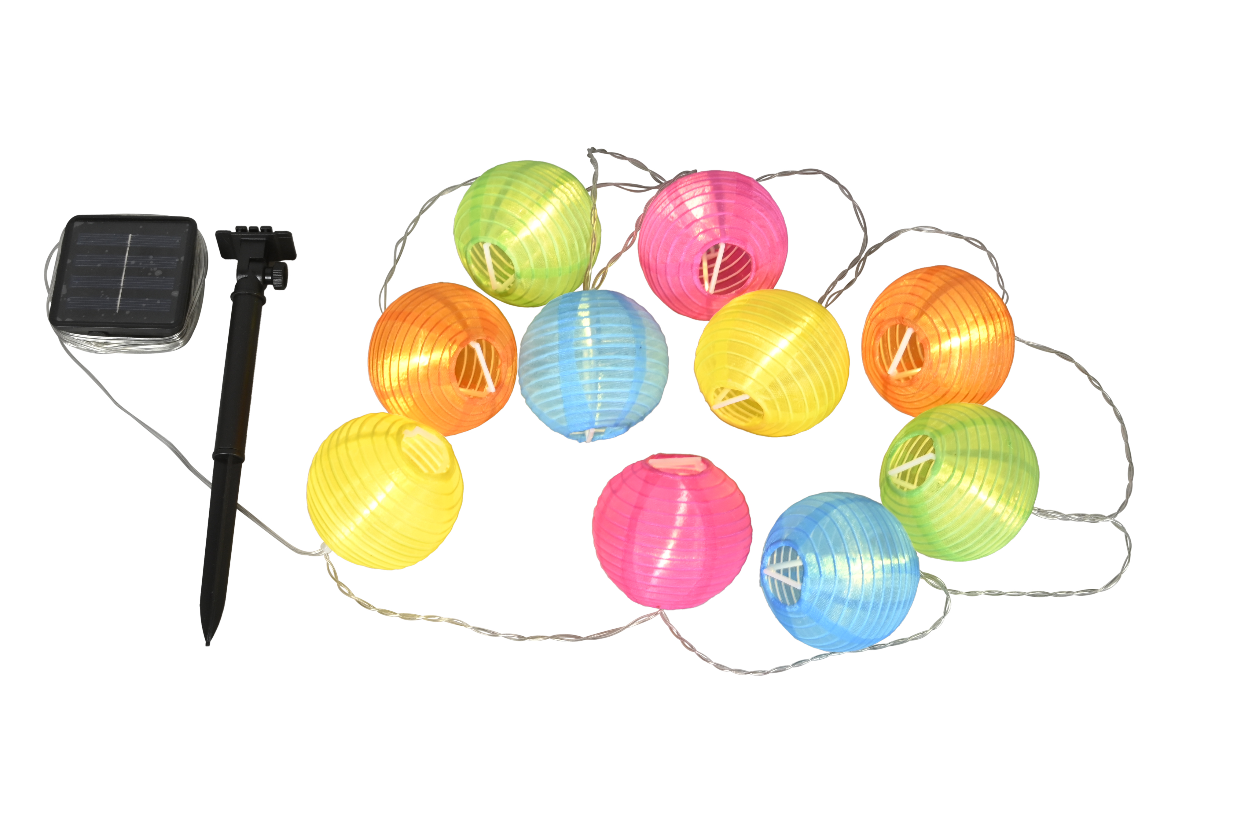 Lampion-Lichterkette x10, Solar und LED - ca. 7x7xH350cm