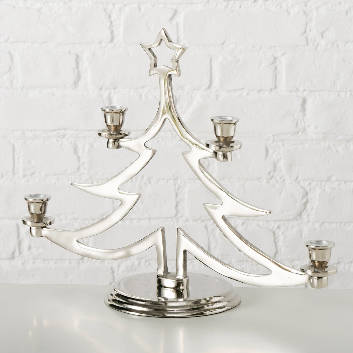 Kerzenleuchter Grante, Schleife - H 35,00 cm, L 47,00 cm, Alum. vern. silber