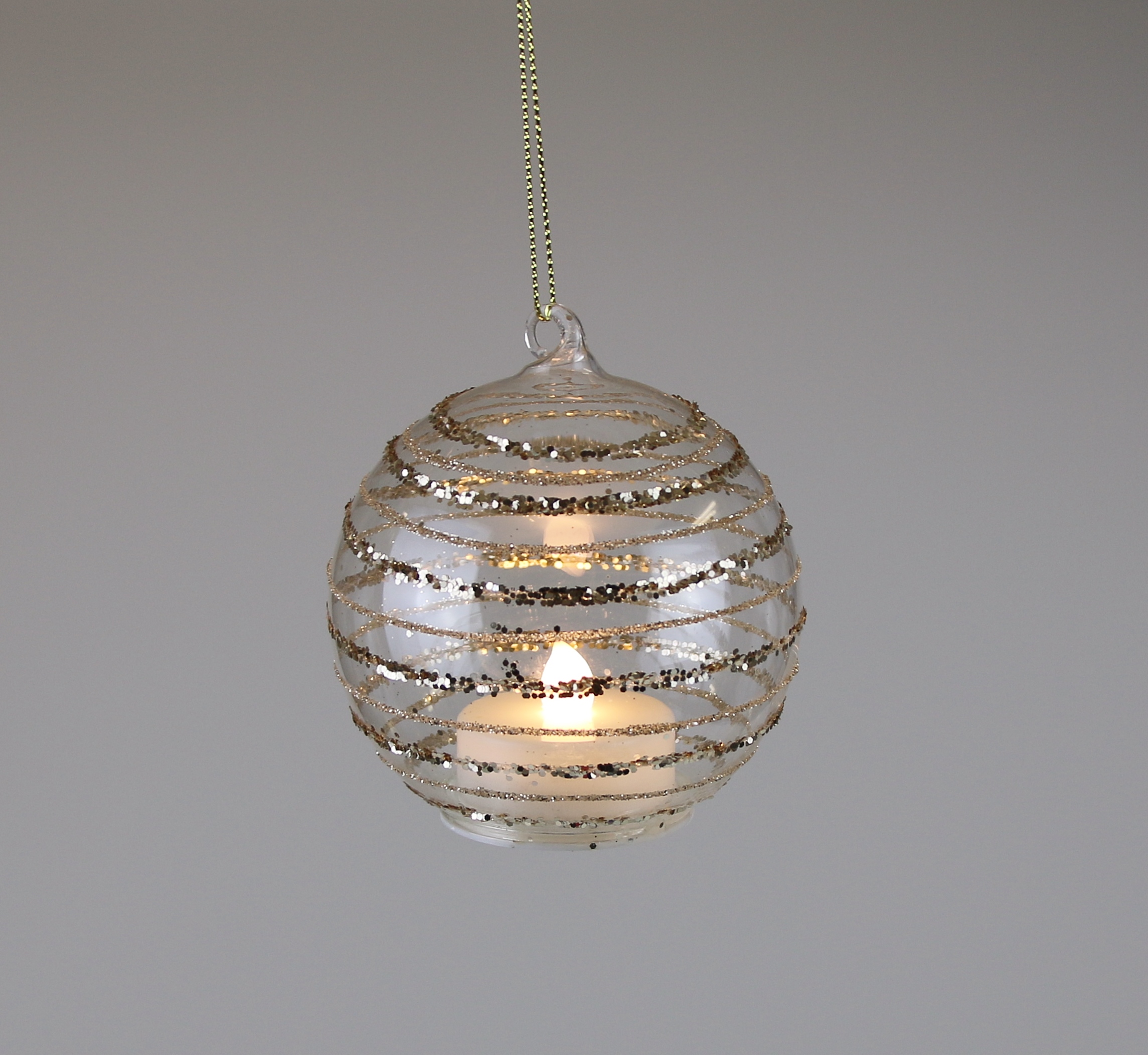 LED Kugel gold - Ringel Glas 8x8