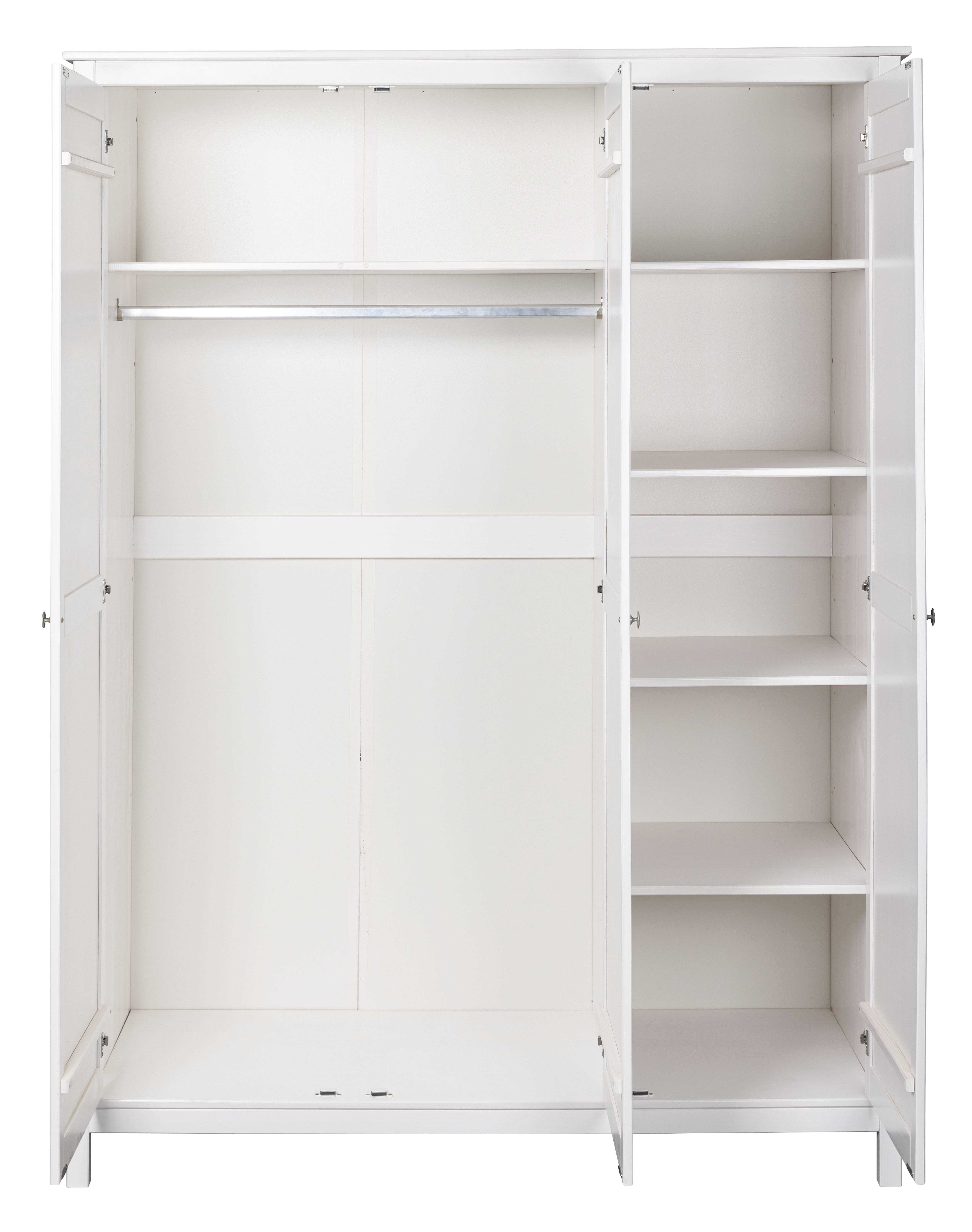 Kleiderschrank, Massivholz weiß, 155cm brt - MyStyle 3076