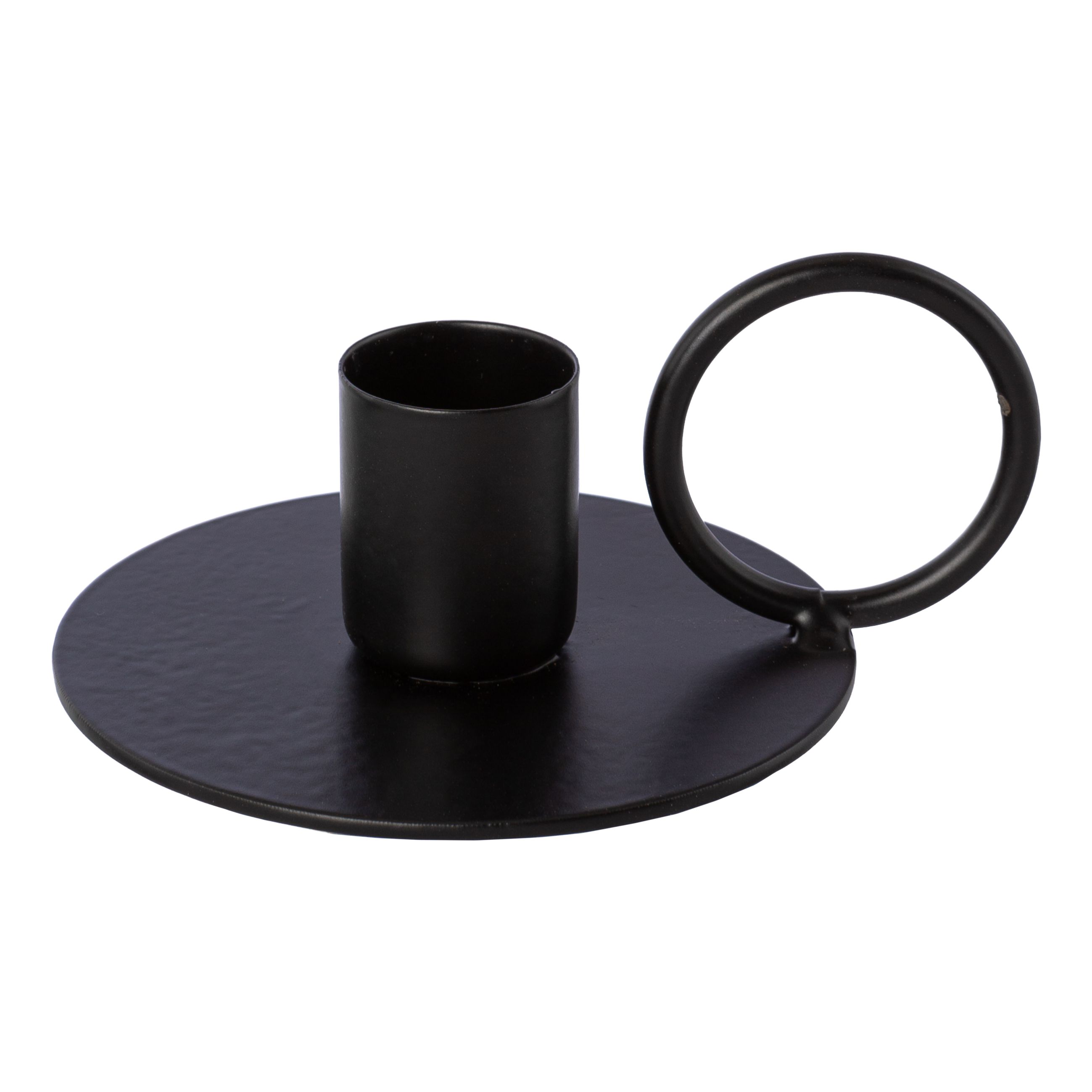 Kerzenhalter - metall, schwarz, 4x8x10cm