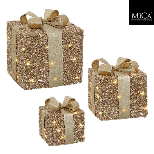 Geschenk champagner 30 LED - Batteriebetrieb l25xb25xh30cm