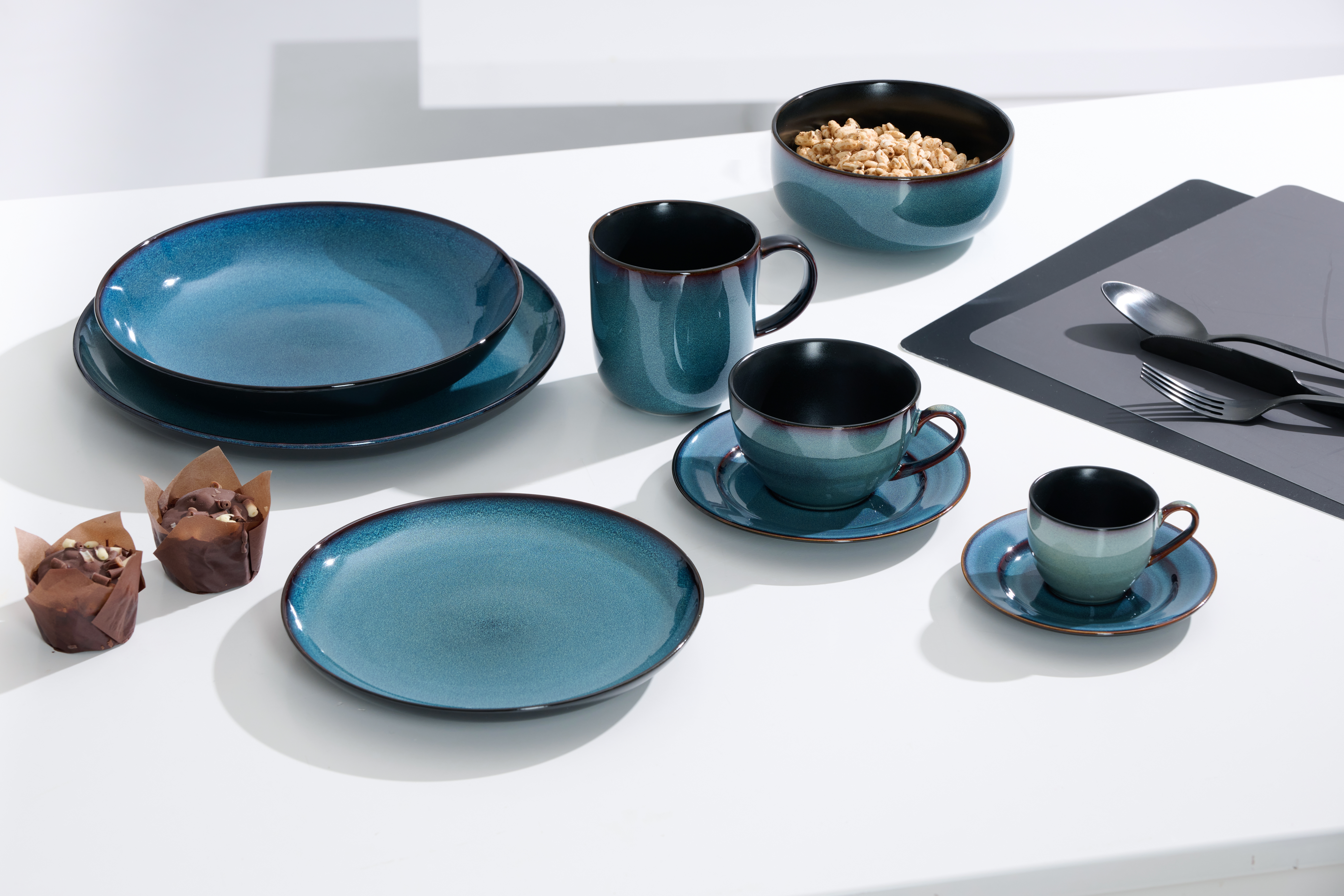 Frühstücksteller Bali - steinzeug, blau, 20,5cm