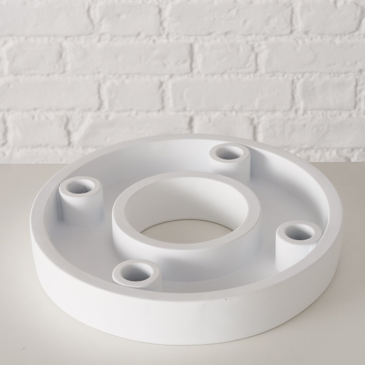 Kerzenleuchter Betla, Rund - H 4,20 cm, Beton, weiss