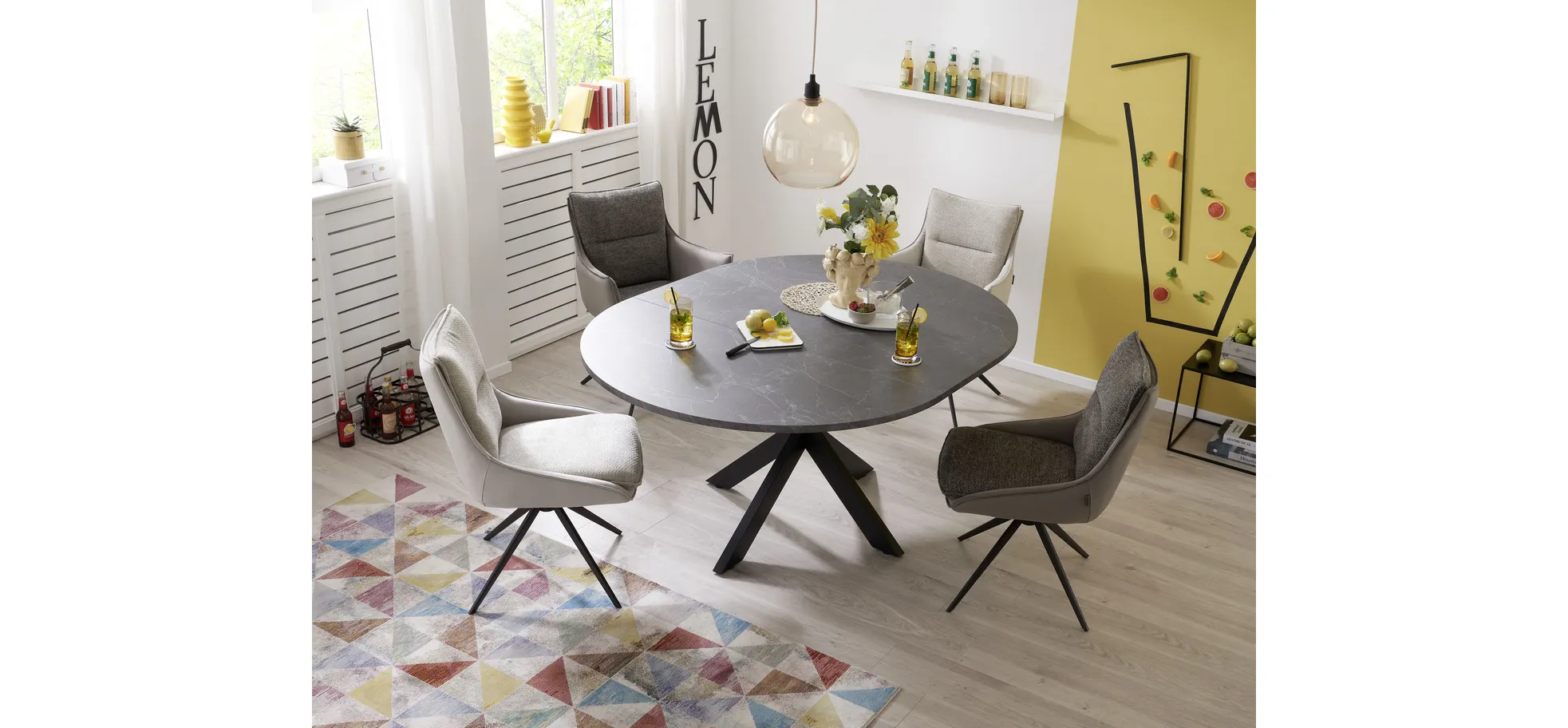 Stuhl, Bezug silber/Retrobliss, drehbar - Mandy