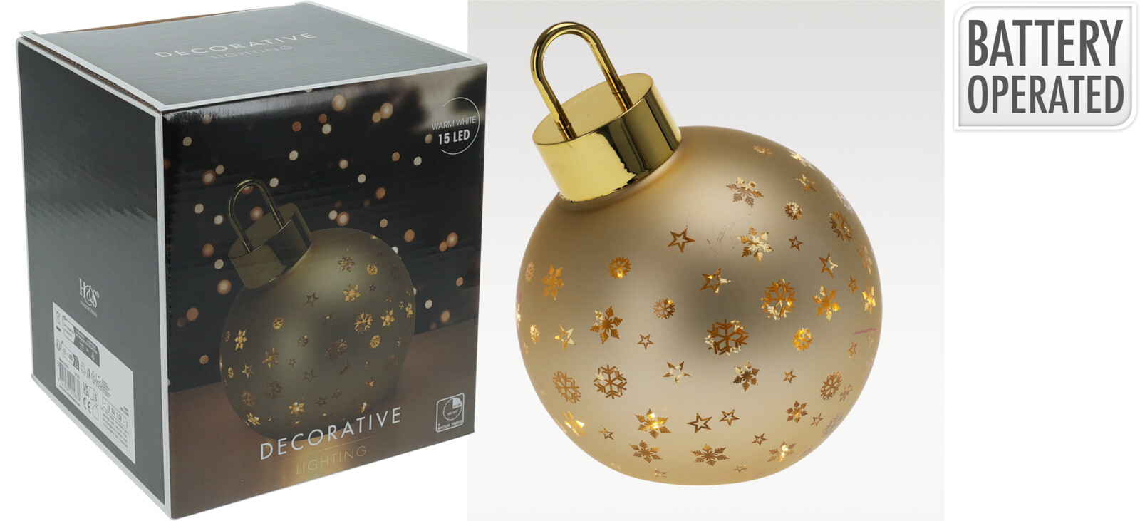 Leuchtkugel LED 15cm - gold