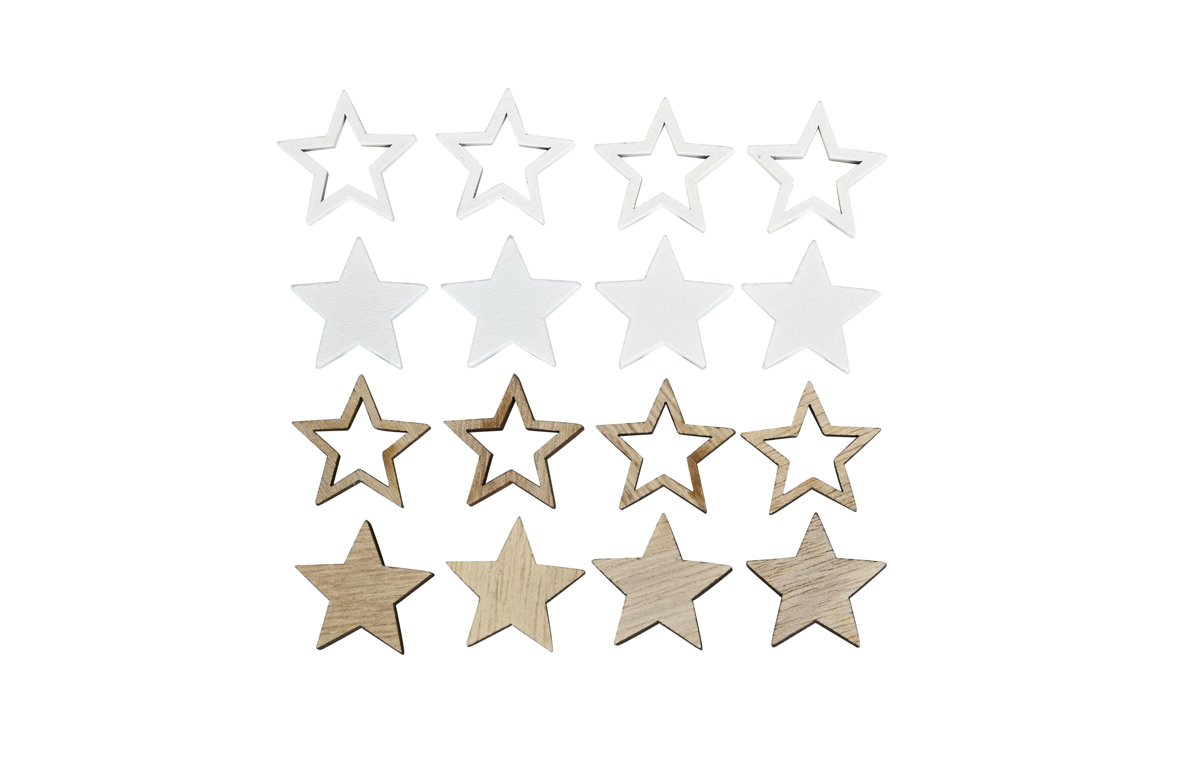 Sterne 16-er Set - weiß-natur, 2,5cm