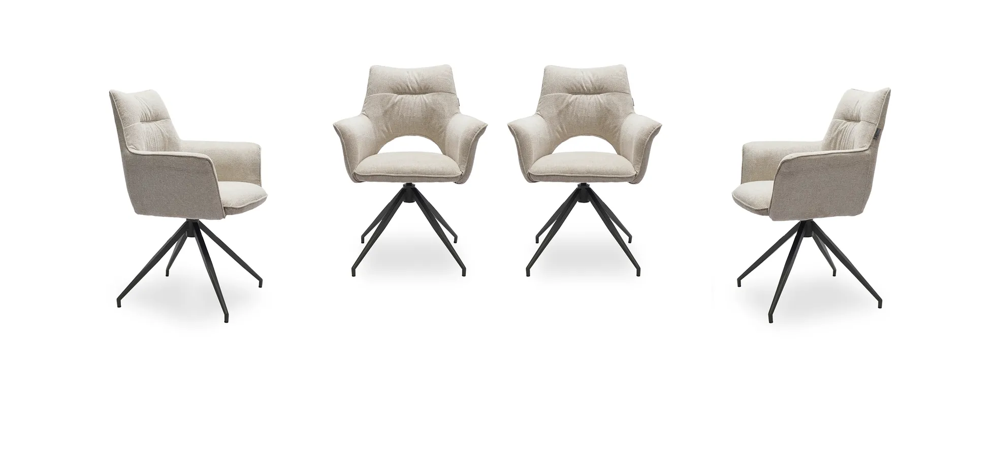 Vierfußstuhl mit Armlehnen, beige, drehbar - Maleen