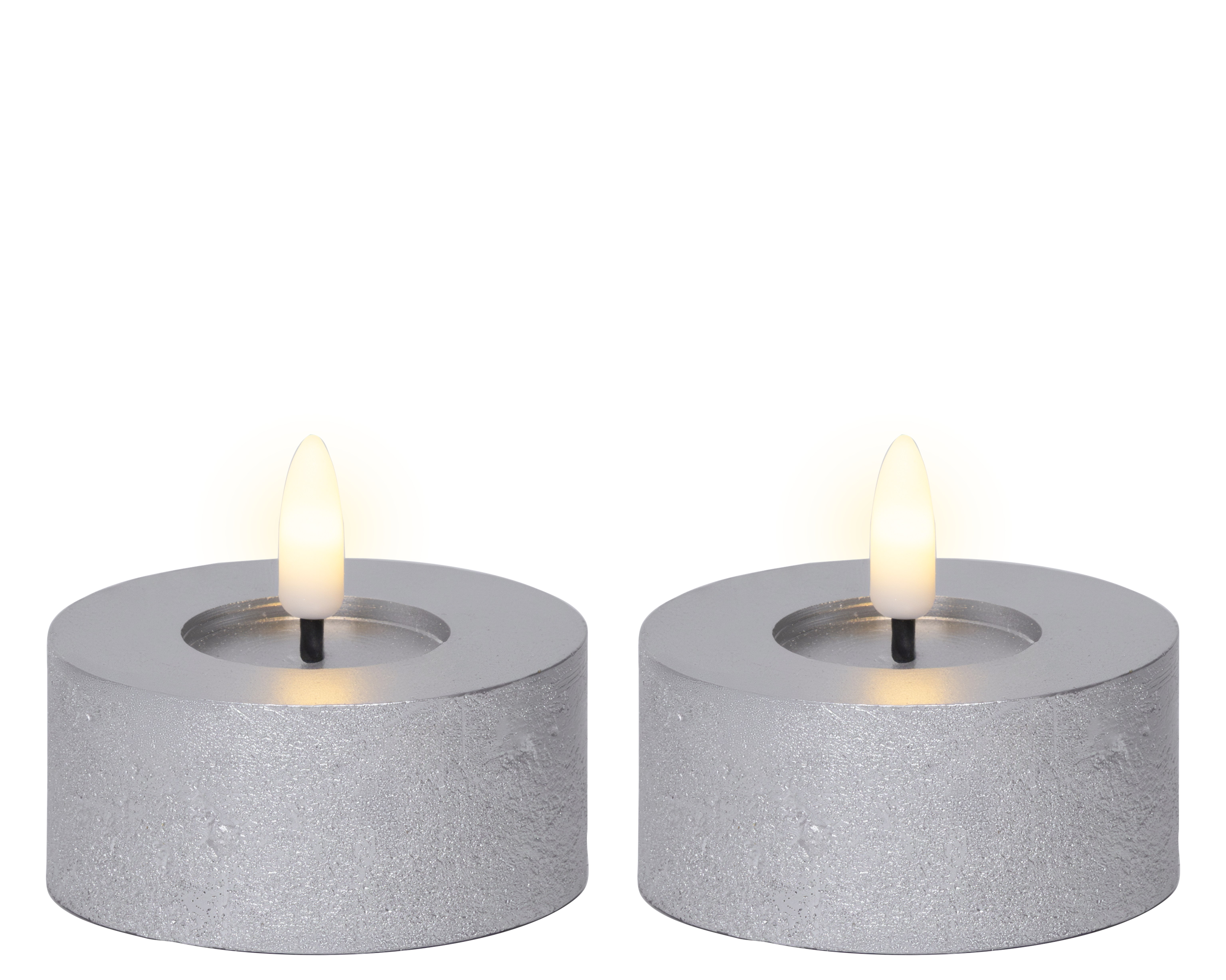 LED Teelicht Wachs - silber/warmes weiss, Wachs, Ø7-H6cm-1L