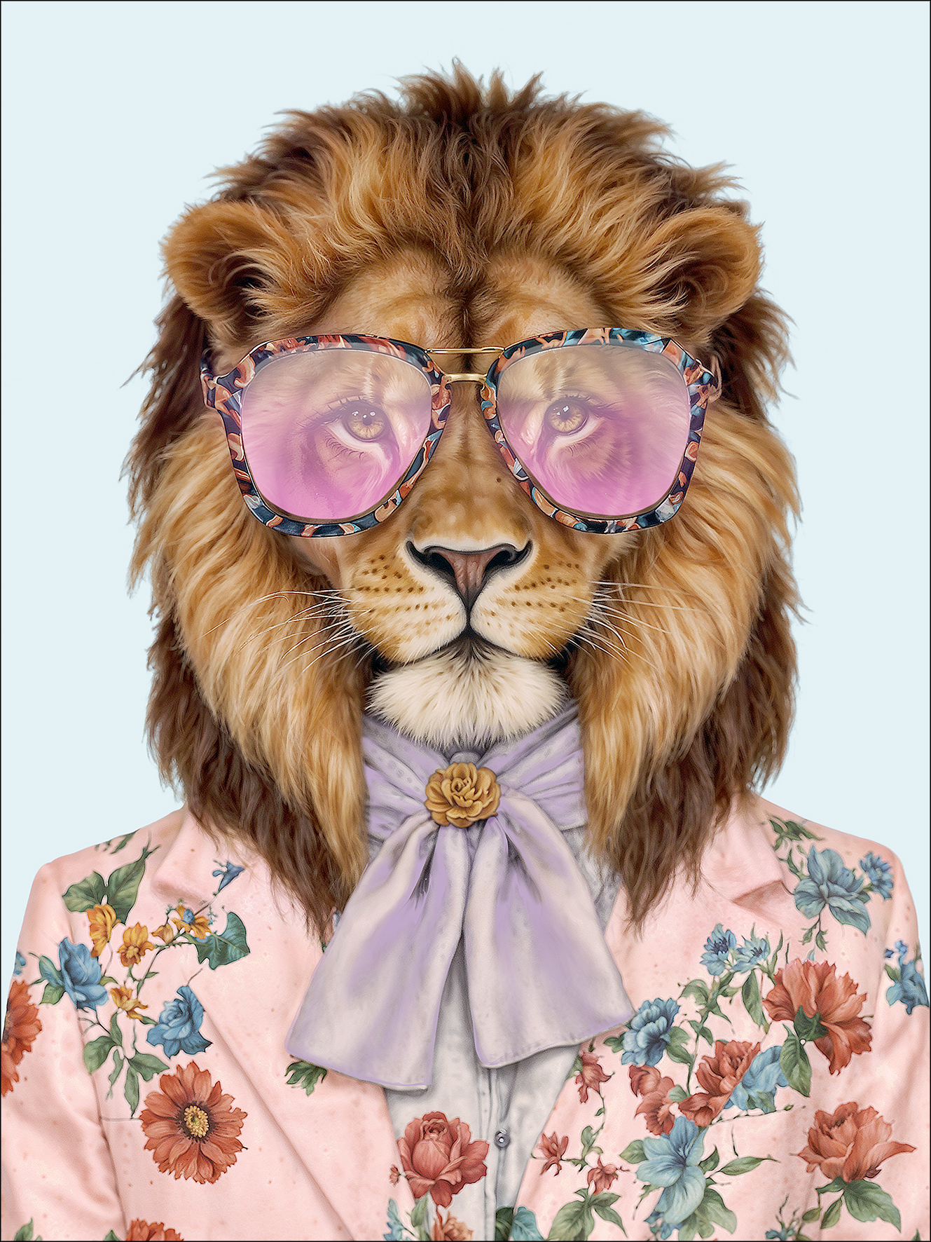Bild "Lion with glasses I" - Glas-Art, 60x80cm