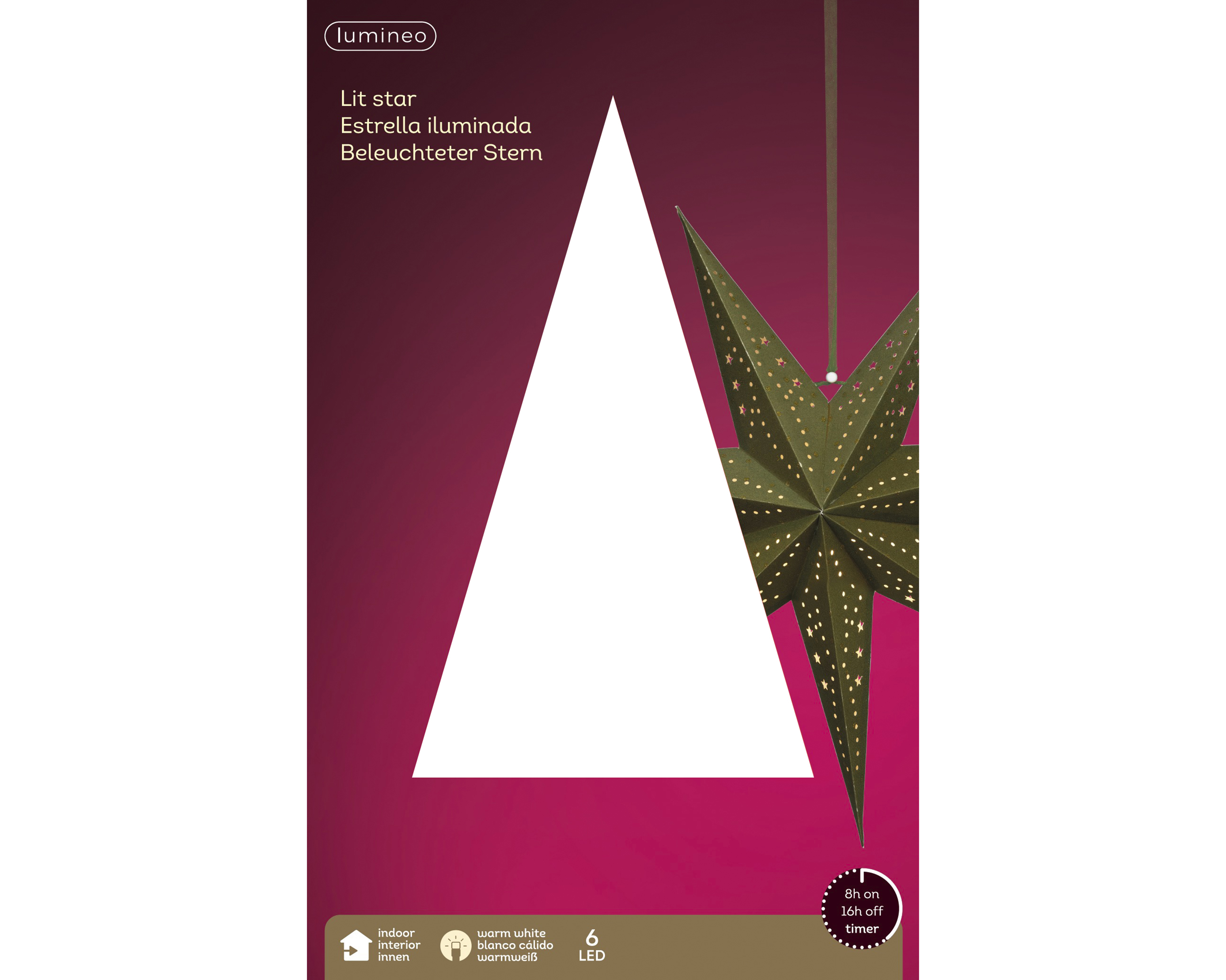 LED Stern - grün/warmes weiss, Papier, Ø58-L24.5cm-6L