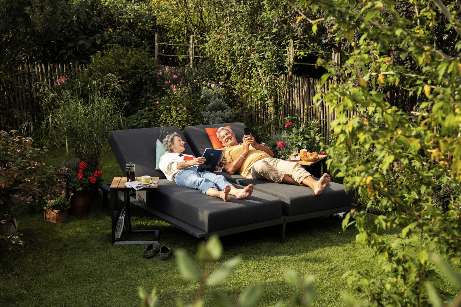 Daybed, Doppelliege, Rollbar, verstellb.Rücken,  - Pure