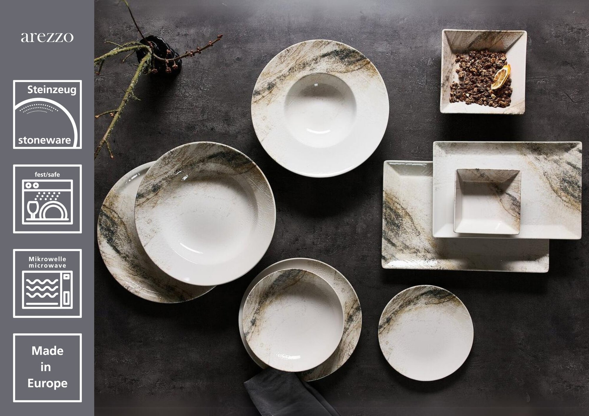 Pizzateller Arezzo 30 cm - Steinzeug, spülmaschinenfest, rund