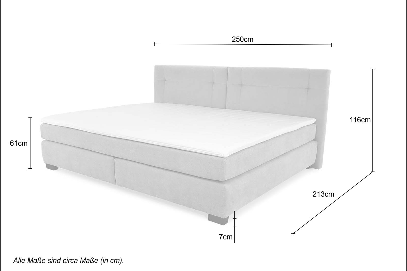 Familienboxspringbett, grau, 240 x 200 cm    - MyStyle 3023