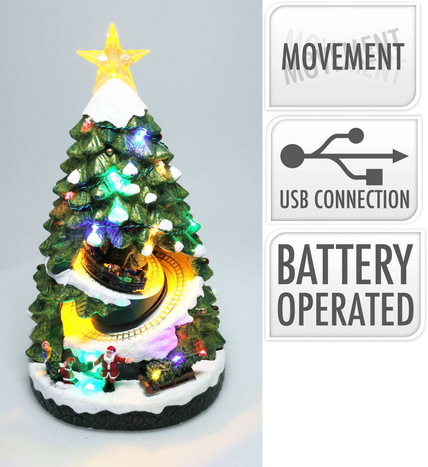 Weihnachtsszene Baum LED - batteriebetrieb, 38cm