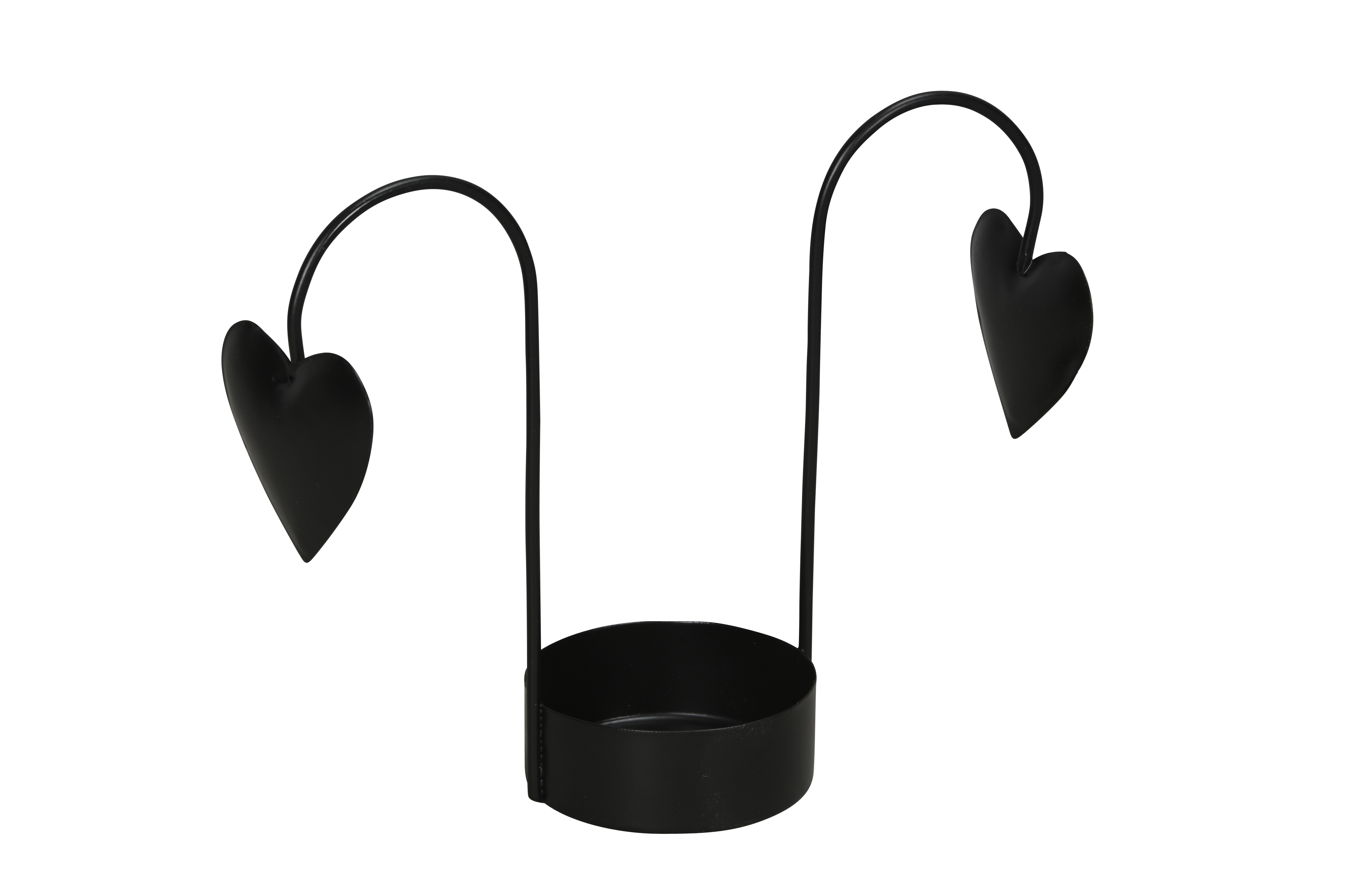 Teelichthhalter Herz - schwarz, 17,5x6x14cm