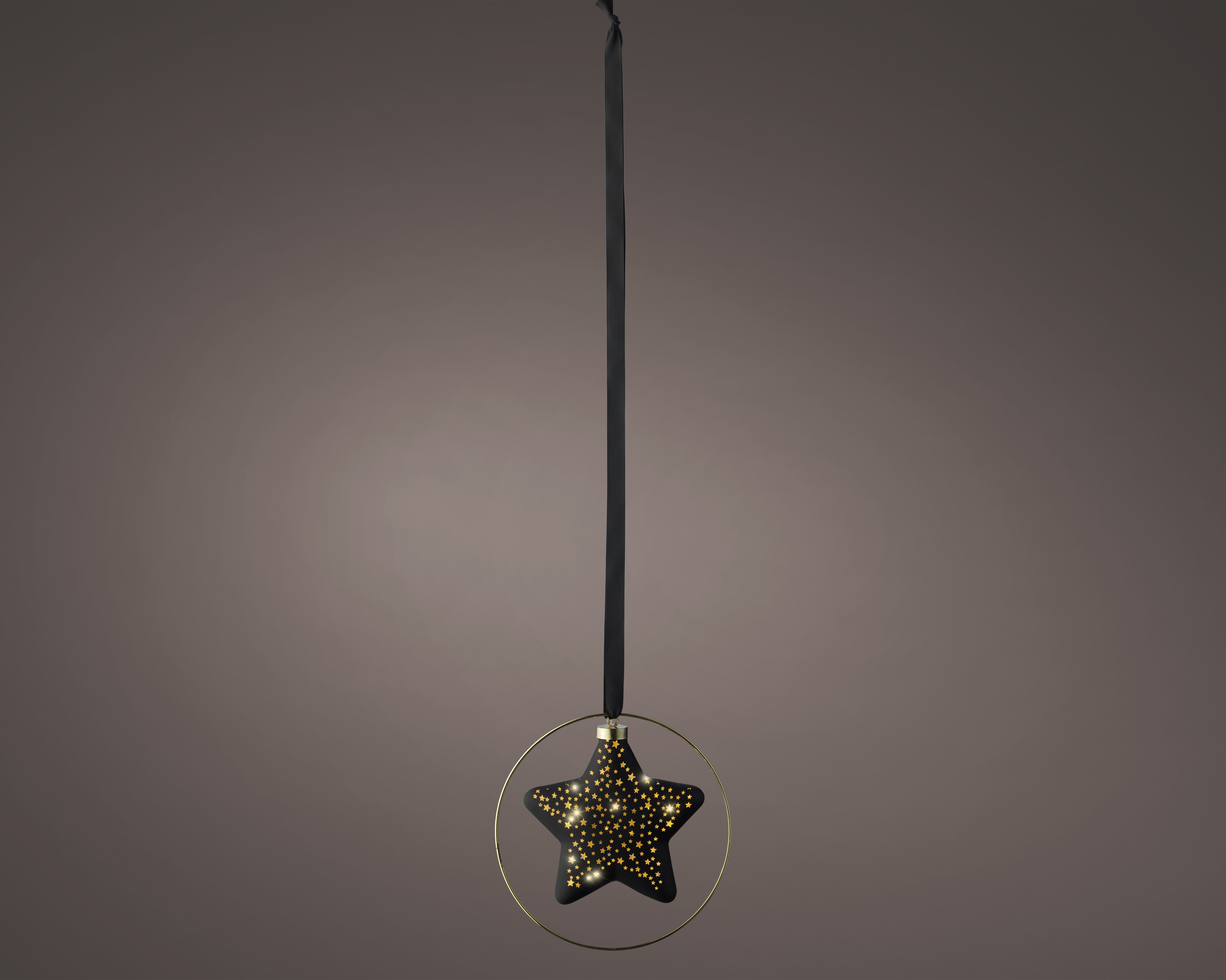 LED Stern - schwarz/warmes weiss, Glas, L6.5-W26-H26cm-15L