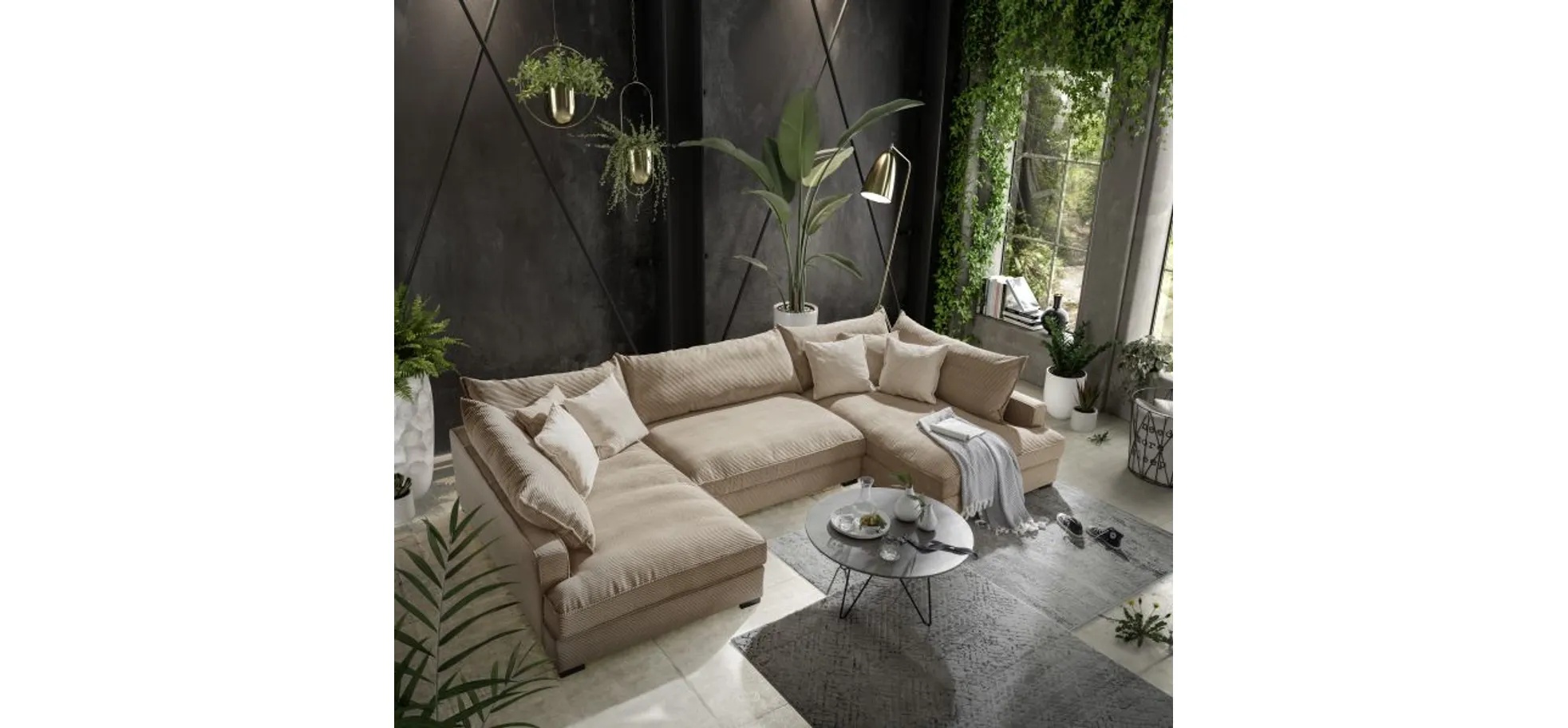 Wohnlandschaft Haidi, Cordstoff toffee - HAIDI