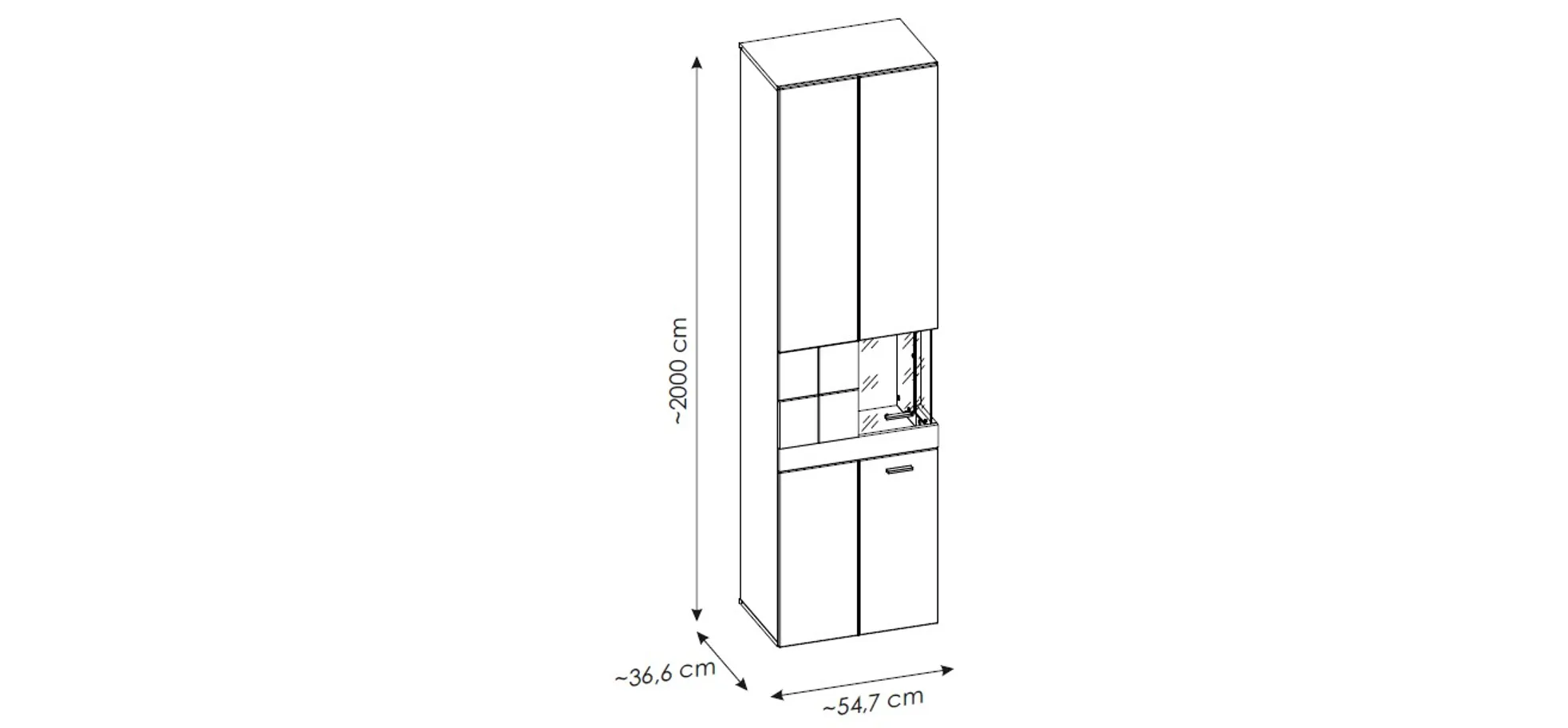 Vitrine, Eiche, Alpinweiß - MyStyle 1019