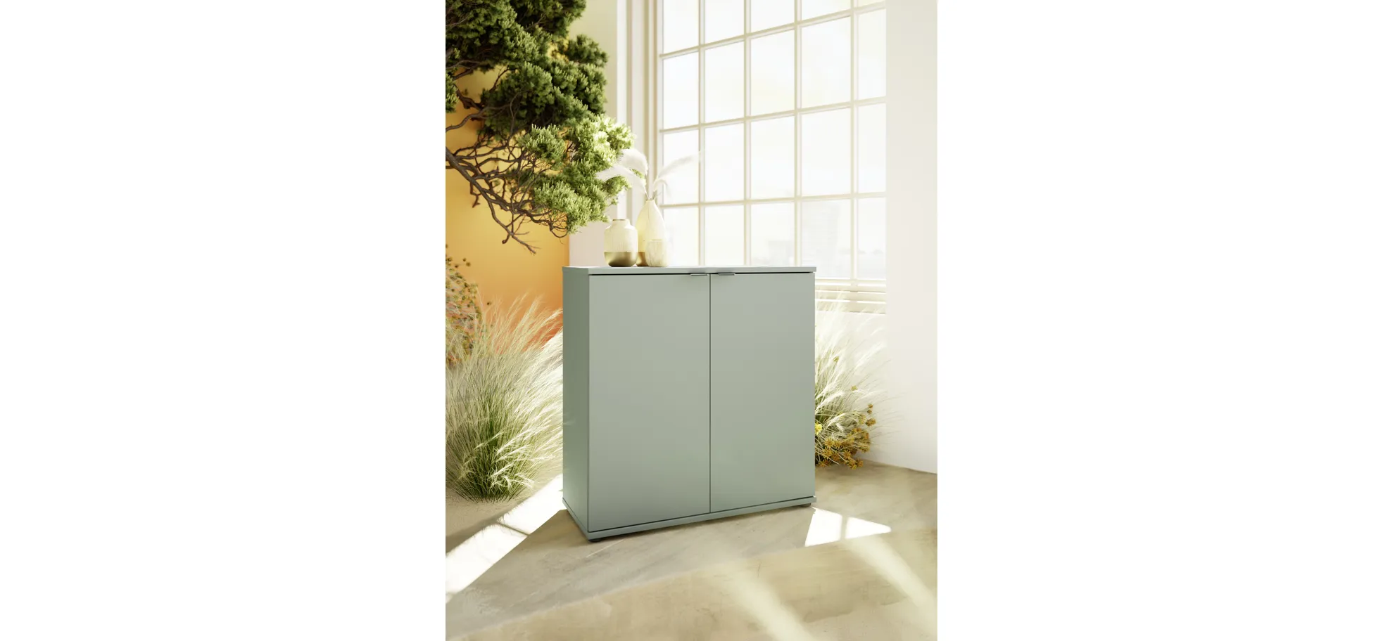 Kommode, Salbei, 2 Türen - Finella