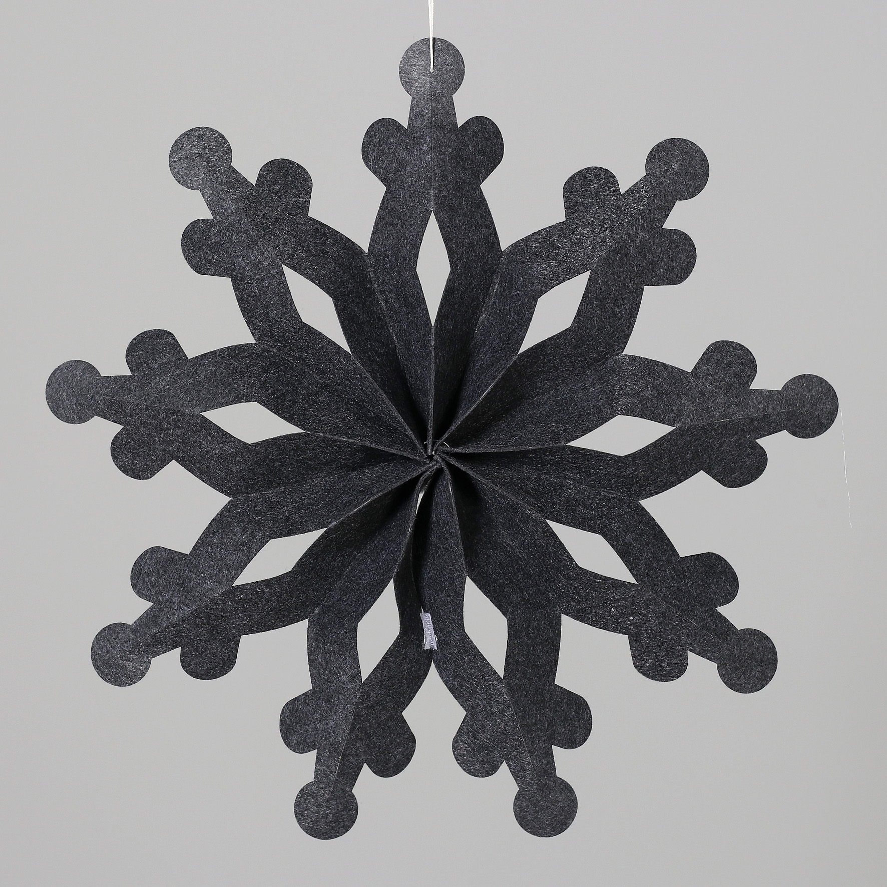 Schneeflocken Hänger aus Filz - schwarz, 50 cm