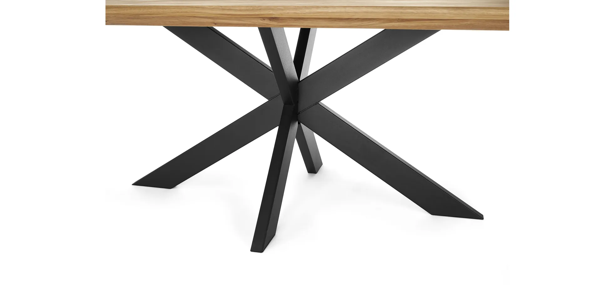 Esstisch - LB ca. 160x90 cm, Wildeiche massiv geölt, Baumkante, Schwarz