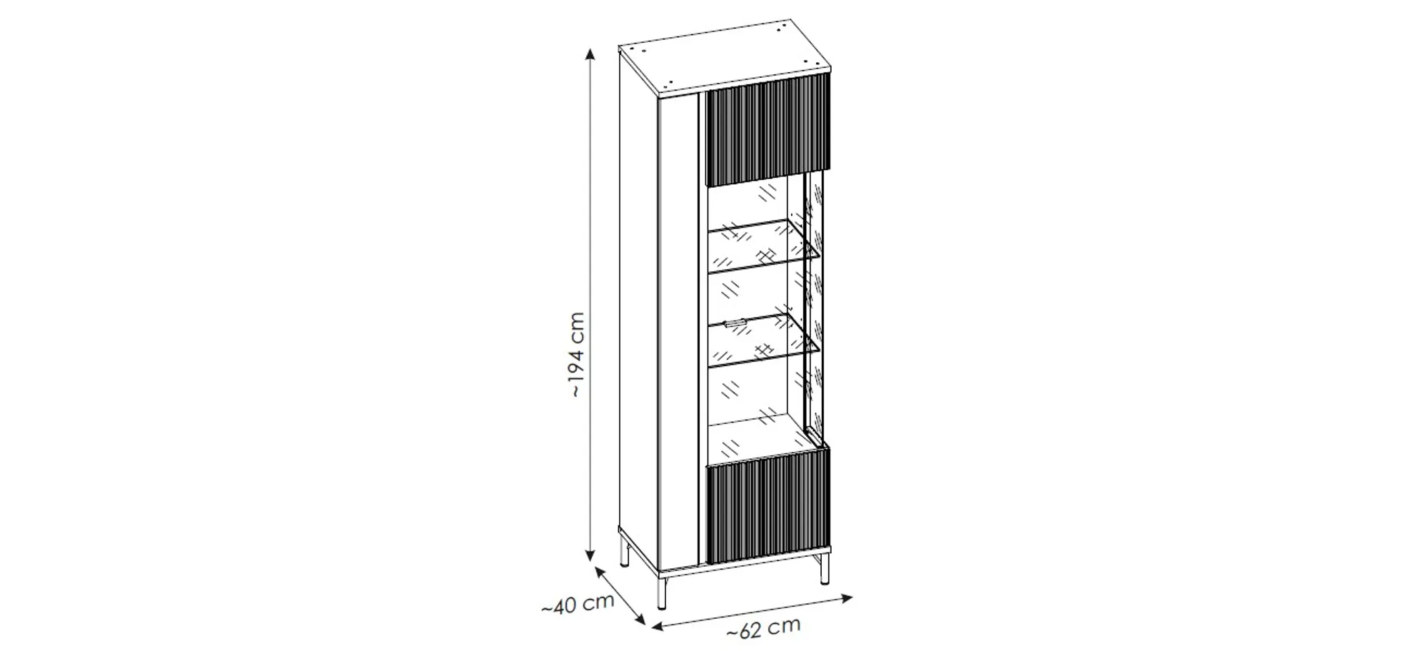 Vitrine, schwarz graphit - Waiola