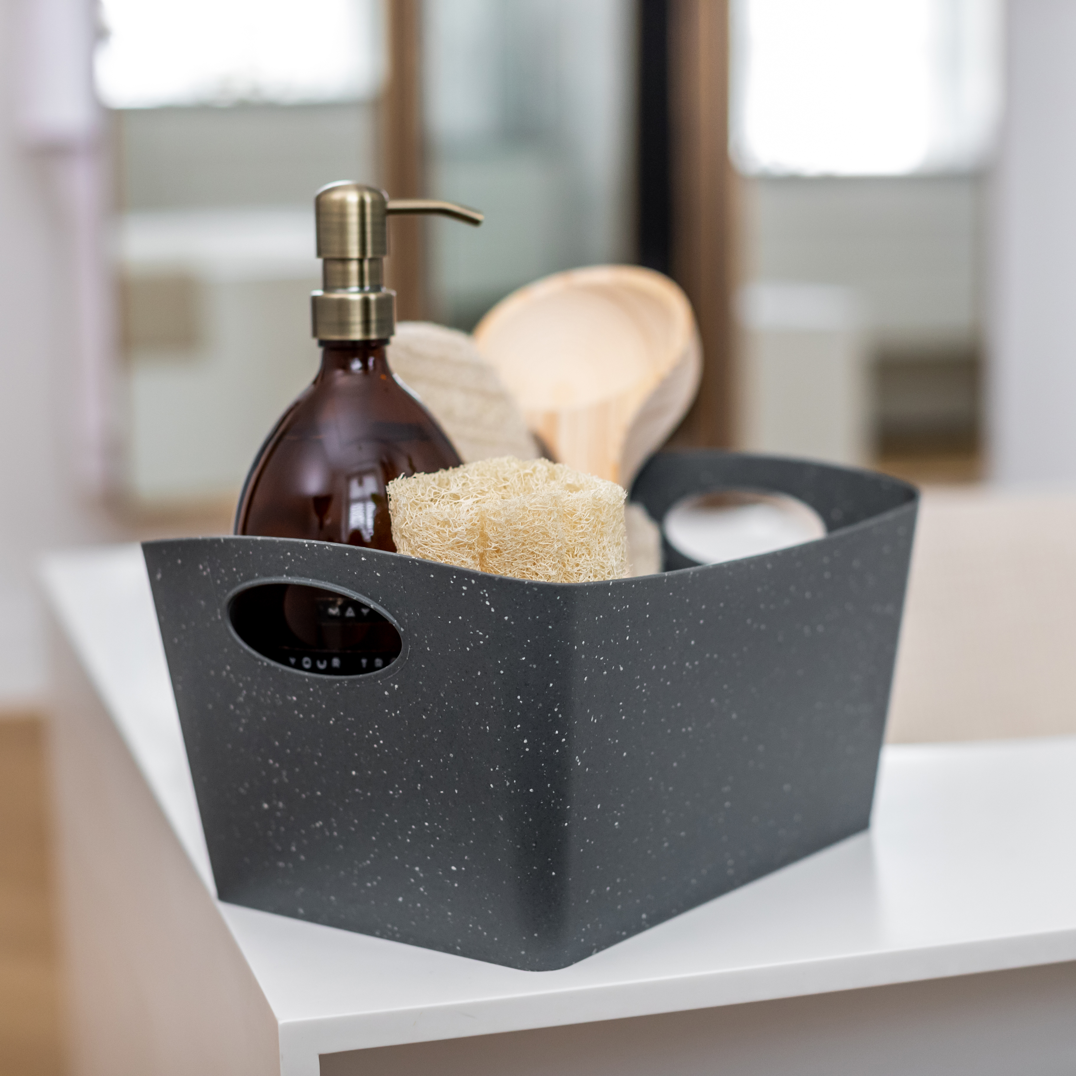 Aufbewahrungsbox 3,5l, recycled ash grey - ineinander schachtelbar, stabil, CO2-neutral