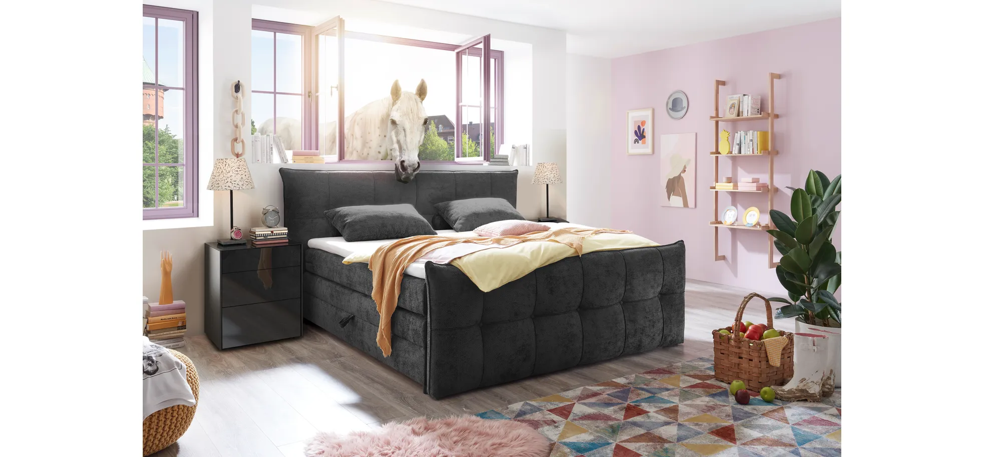 Boxspringbett, winter moss - Emilla