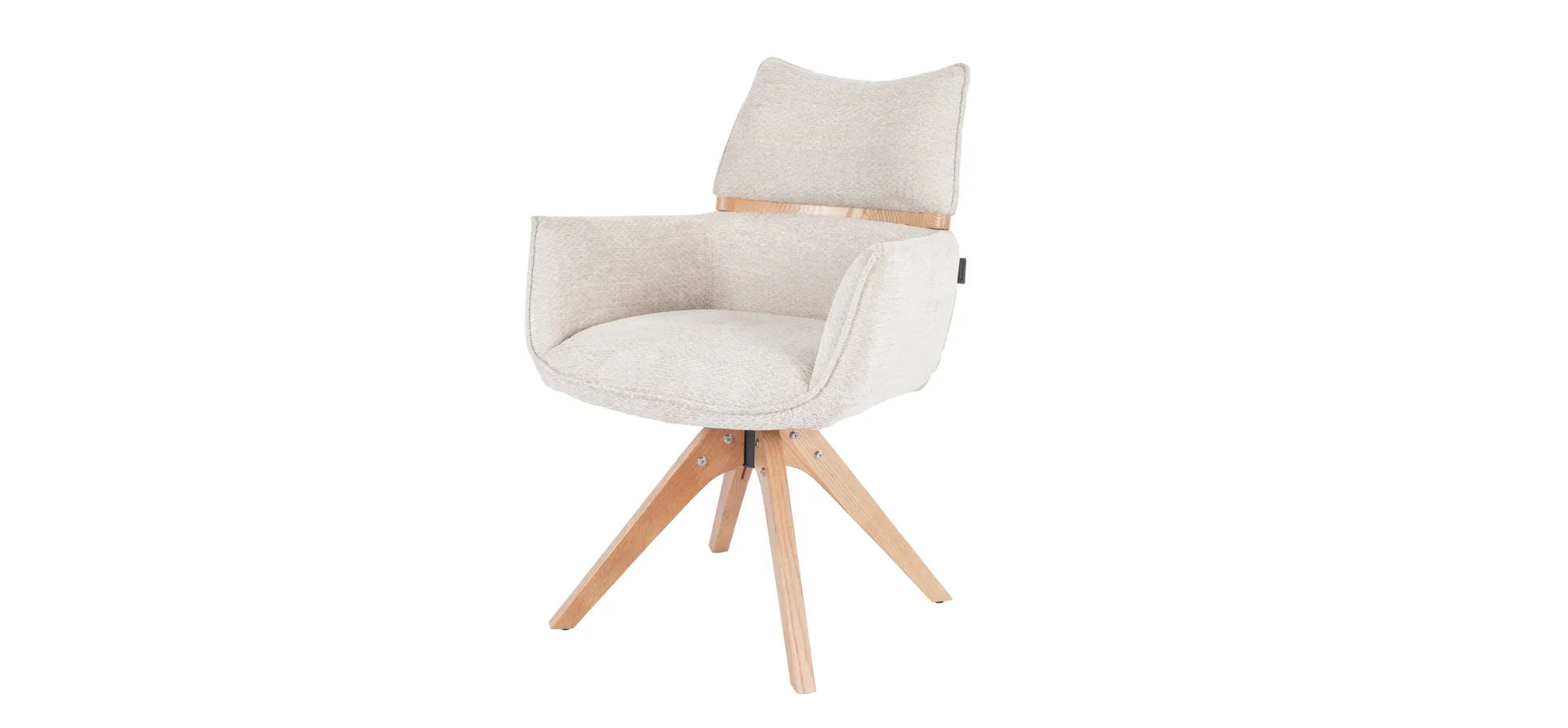 Armlehnstuhl, Bezug beige, Gestell Eiche - Marou