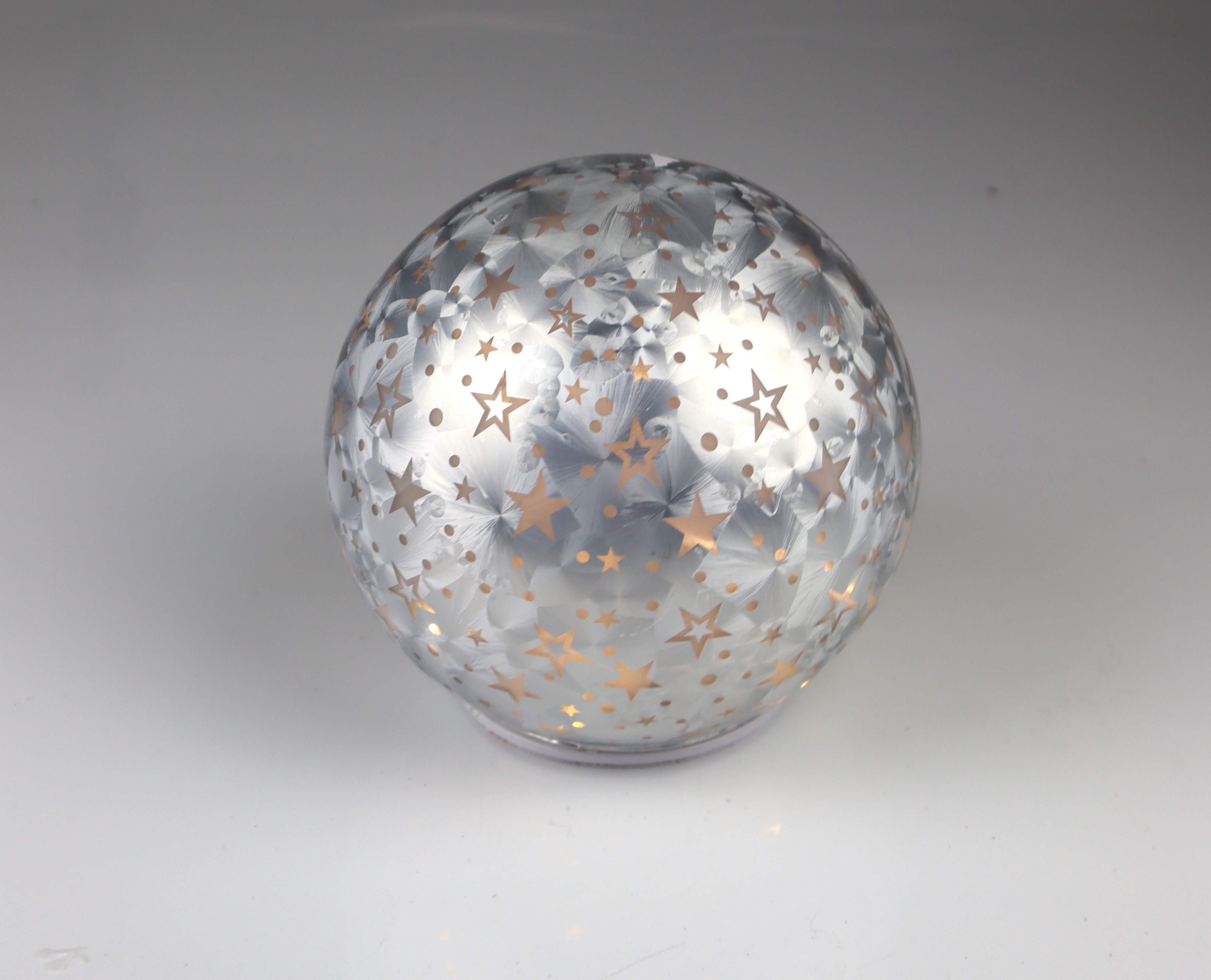 LED Kugel Sterne - drehend, funkelnd, silber, 18cm