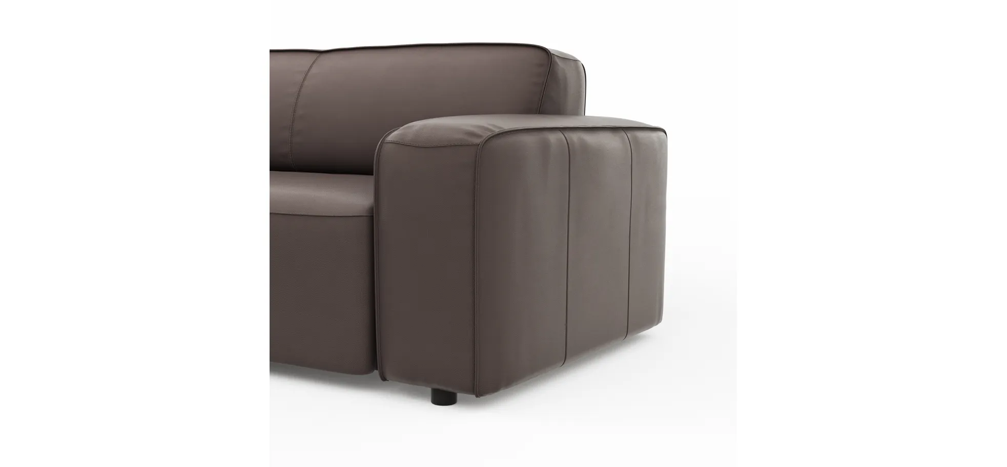 Ecksofa Denver - Longchair links, groß mit 2,5-Sitzer, Leder, Mocca