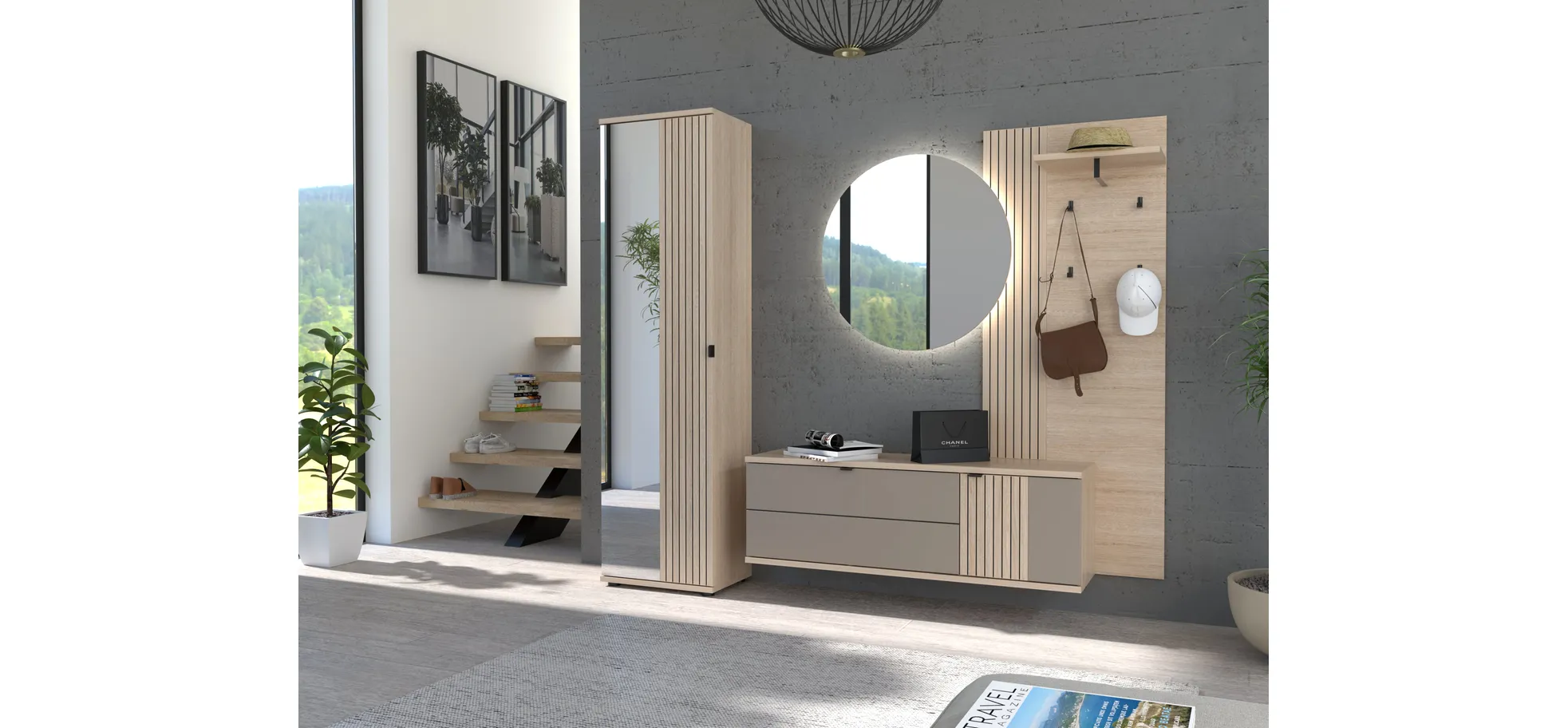 Hängeschuhschrank, Riva Eiche Nachbildung - Ilian