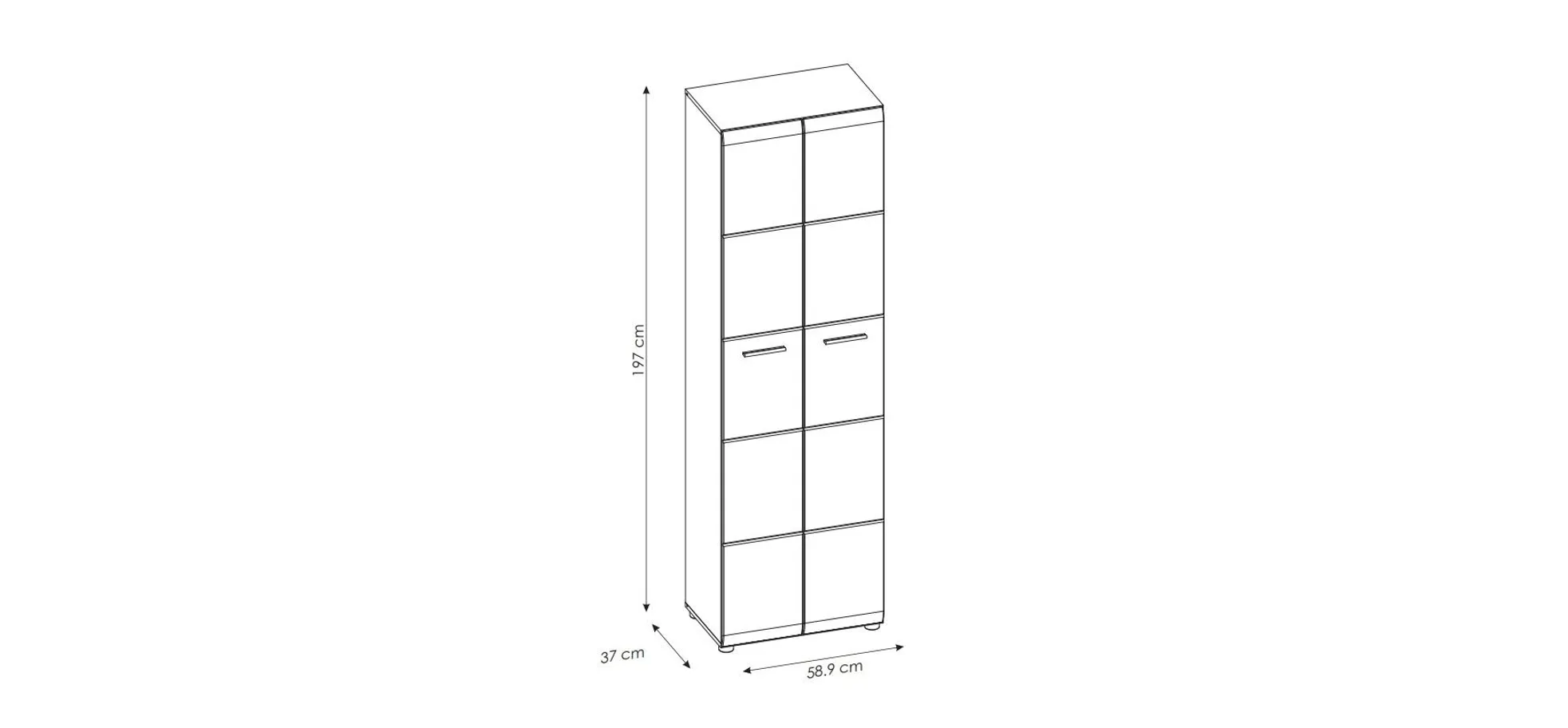 Garderobenschrank- Weiß, Weiß, Hochglanz